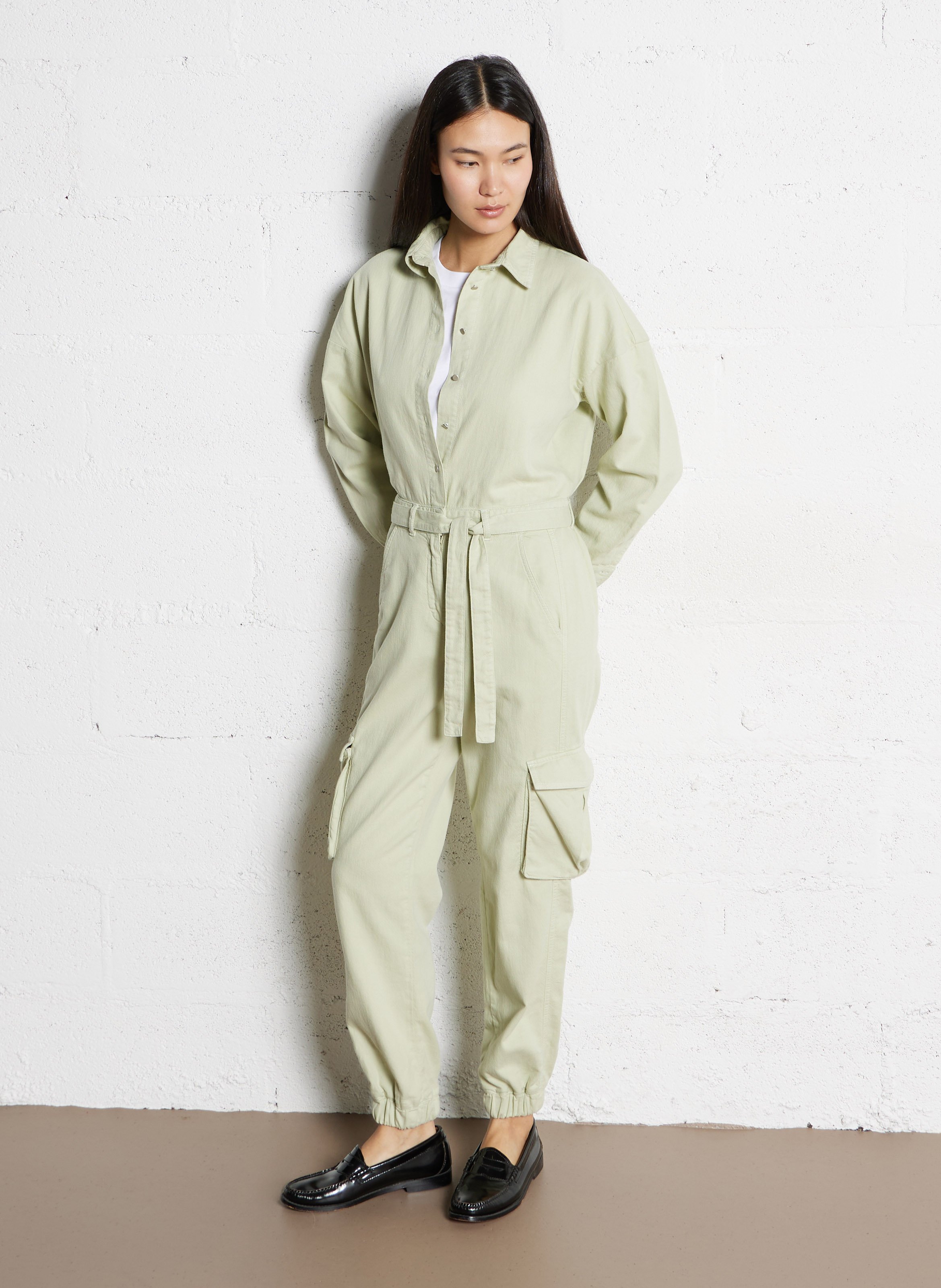 Cotton jumpsuit with classic collar IKKS Green
