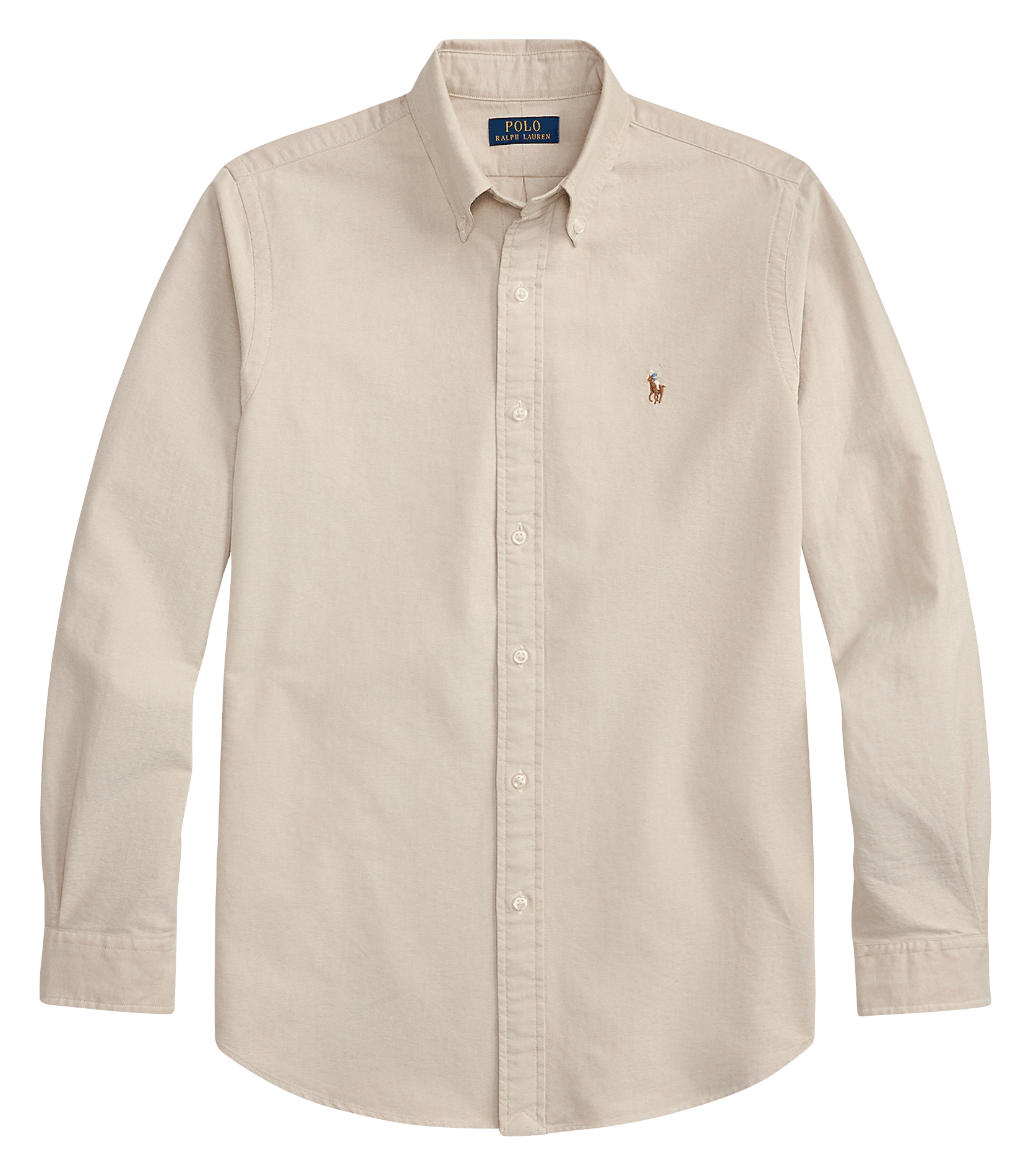 Chemise col classique manches contrastantes en coton POLO RALPH LAUREN Beige