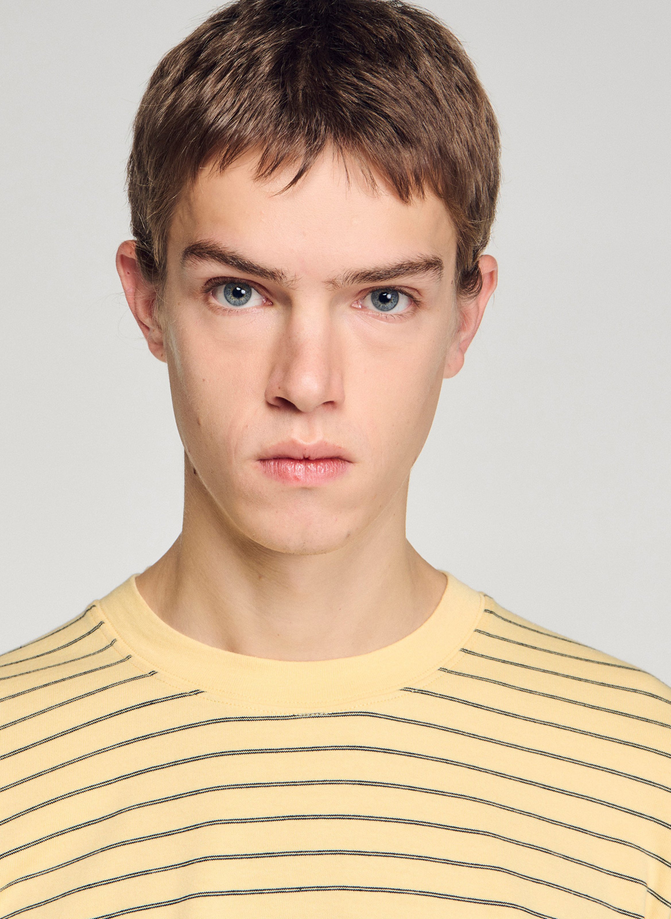 Tee-shirt col rond à rayures SANDRO Jaune