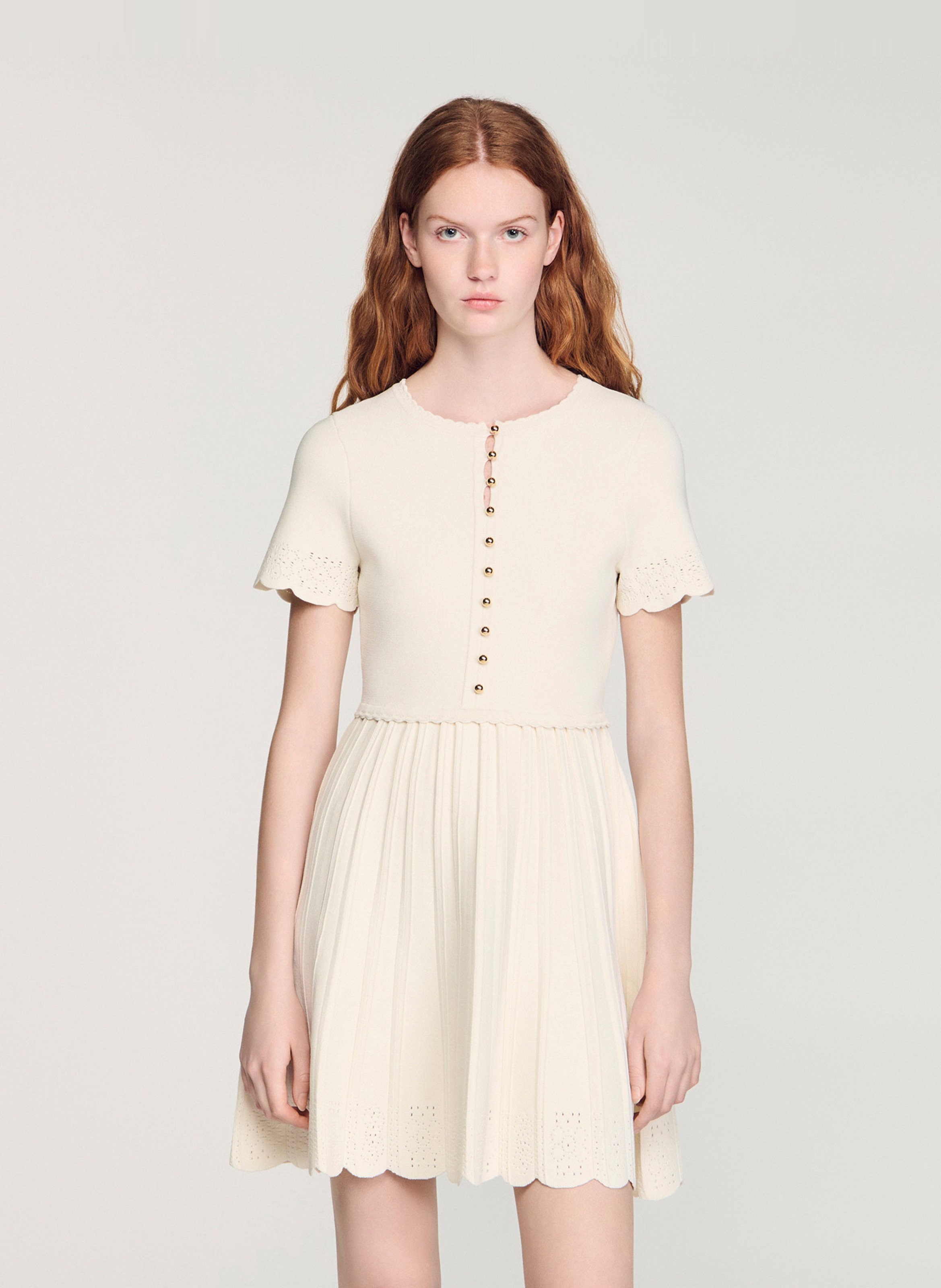 Robe midi col rond SANDRO Beige