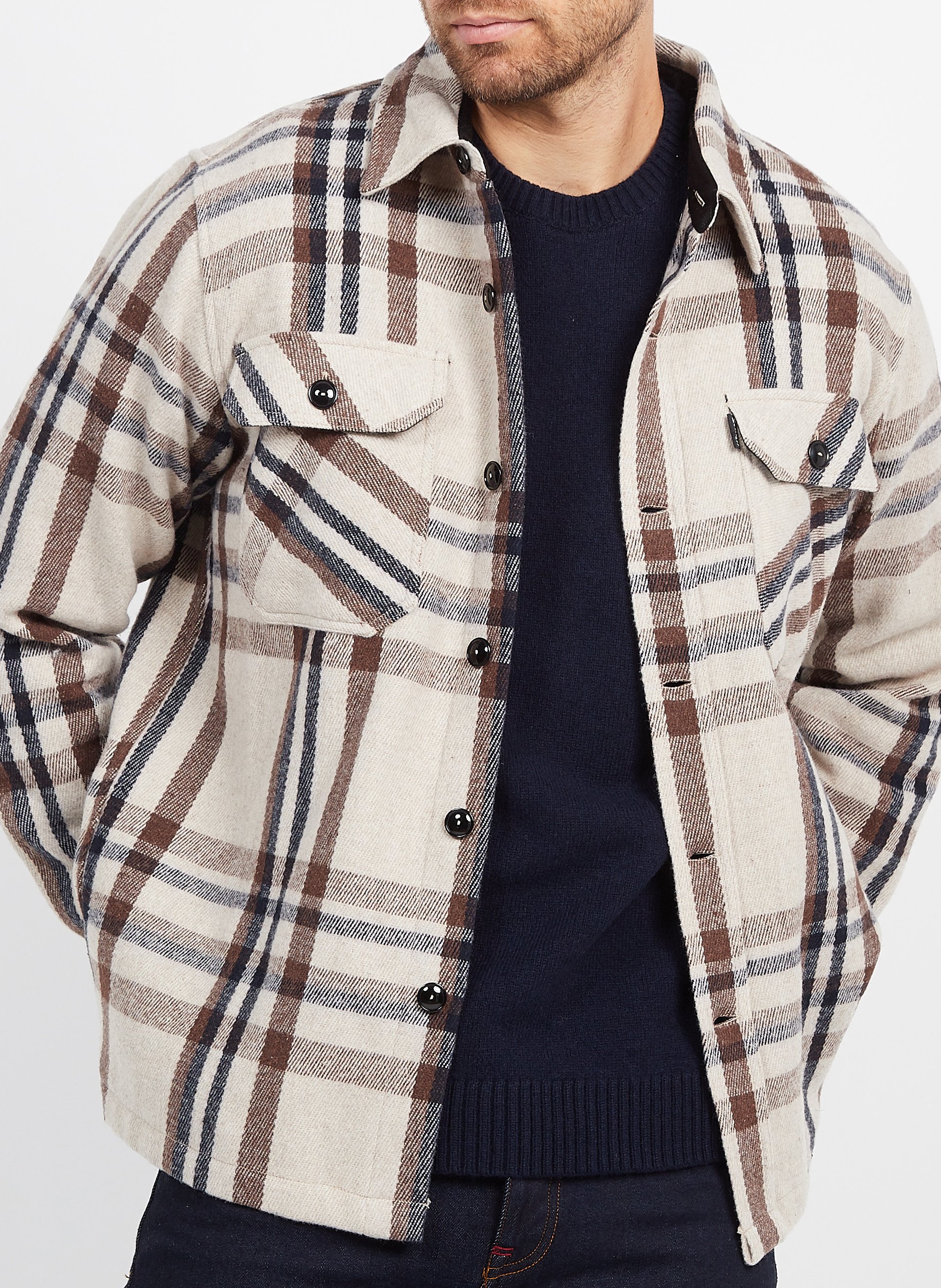 Surchemise droite à carreaux SCHOTT Beige