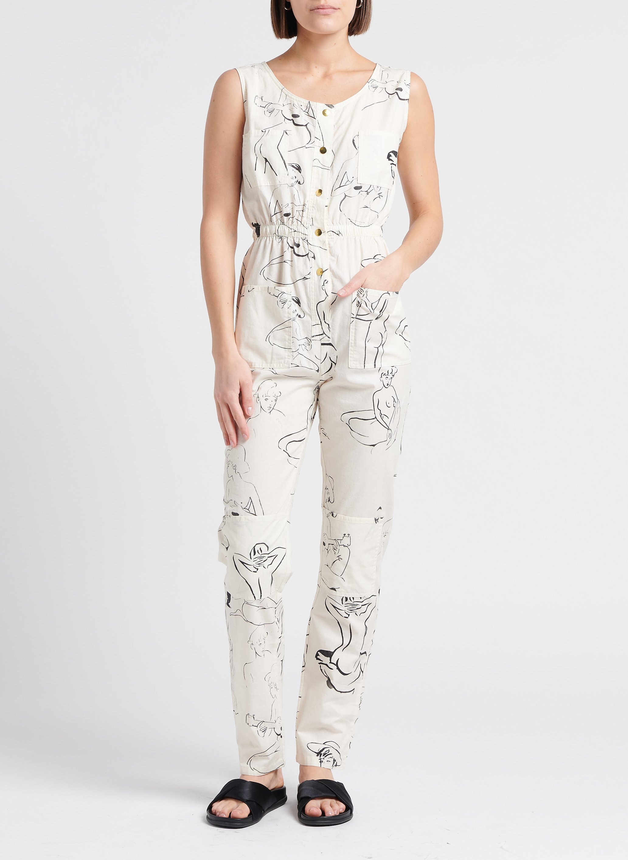 Combinaison col rond imprimée en coton G.KERO Multicolore