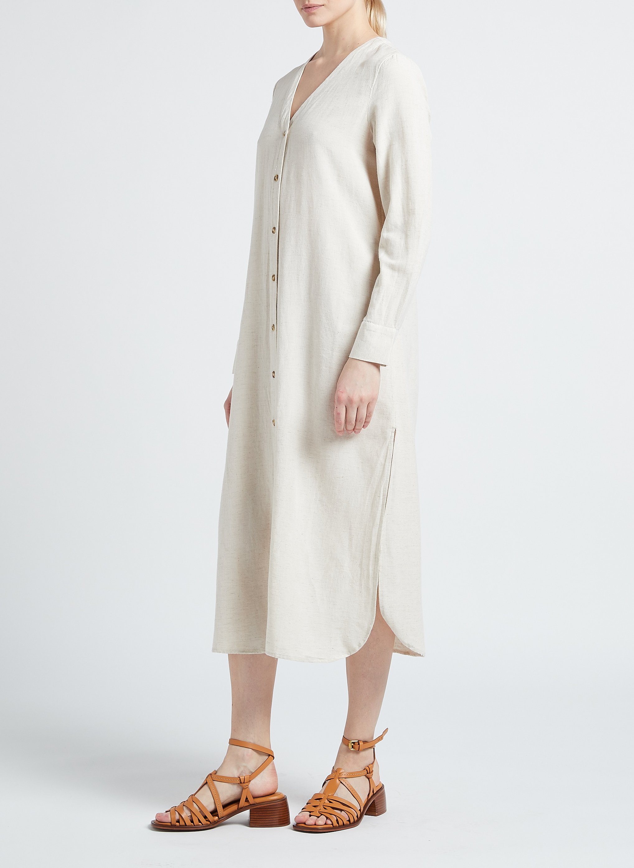 Maxikleid mit V-Ausschnitt VILA Beige