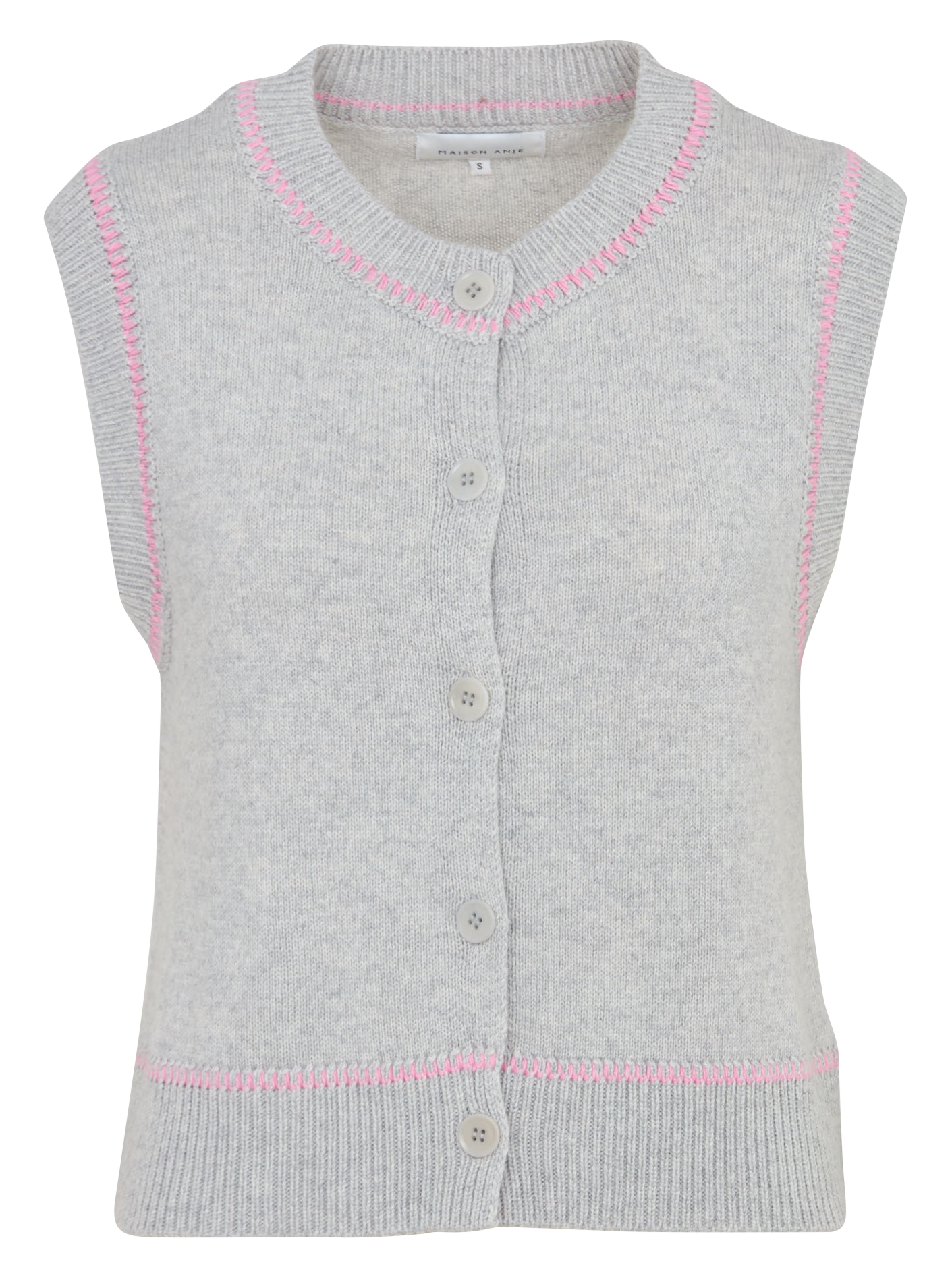 Recht gebreid vest met ronde hals MAISON ANJE Zilver