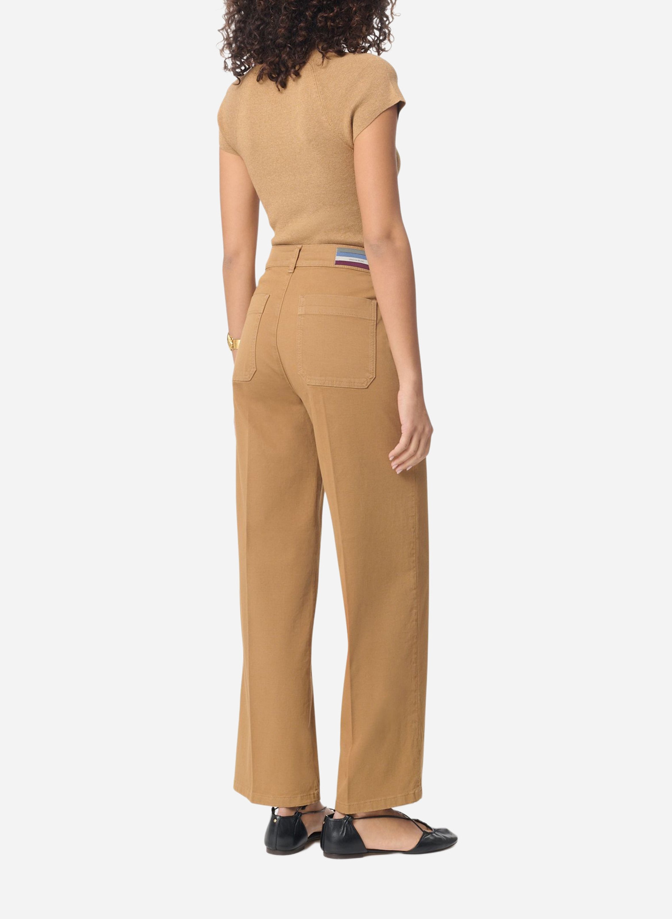 Plain high-waisted straight-cut pants VANESSA BRUNO Brown