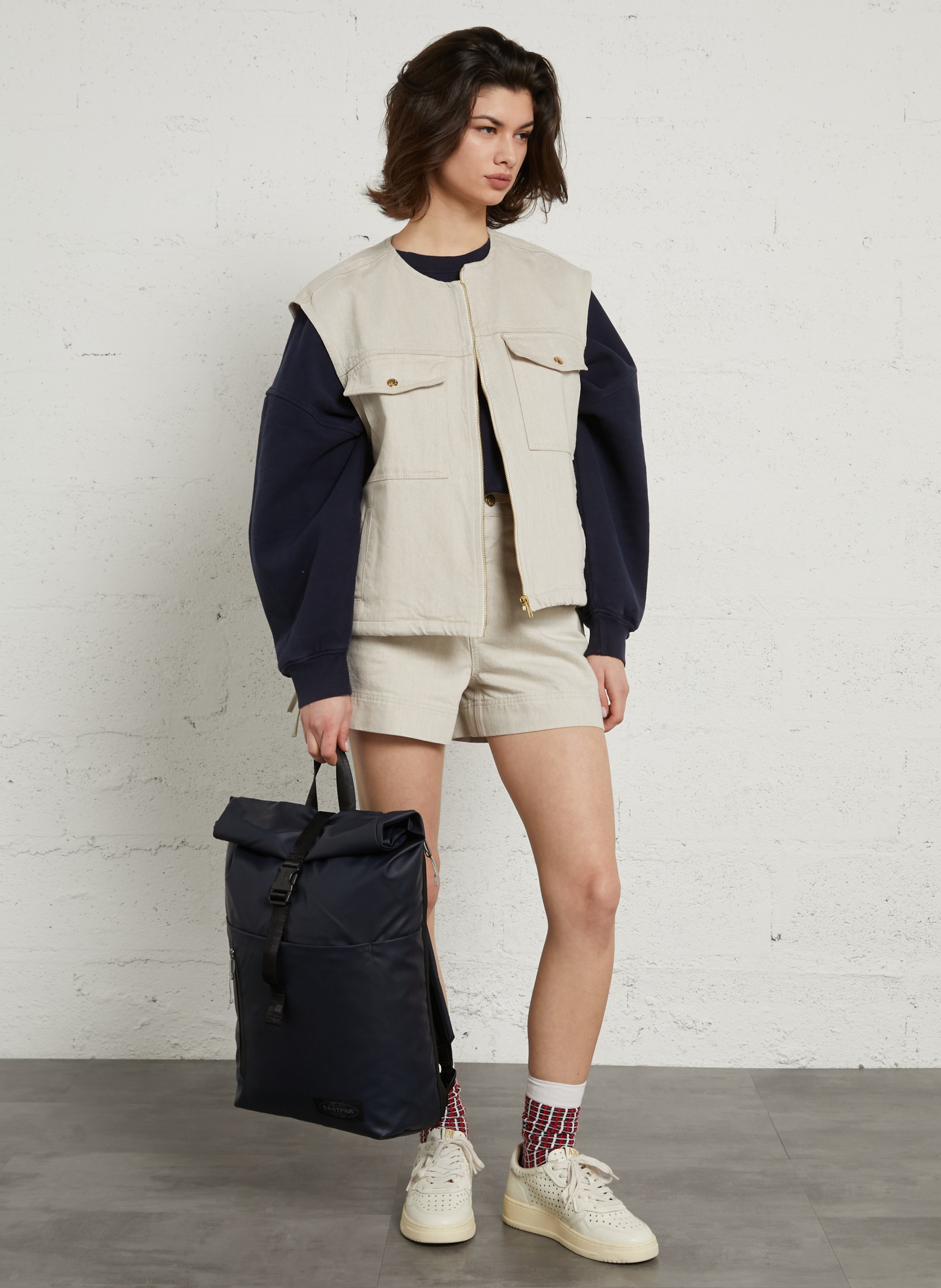 Sac à dos ciré uni à rabat  EASTPAK Bleu