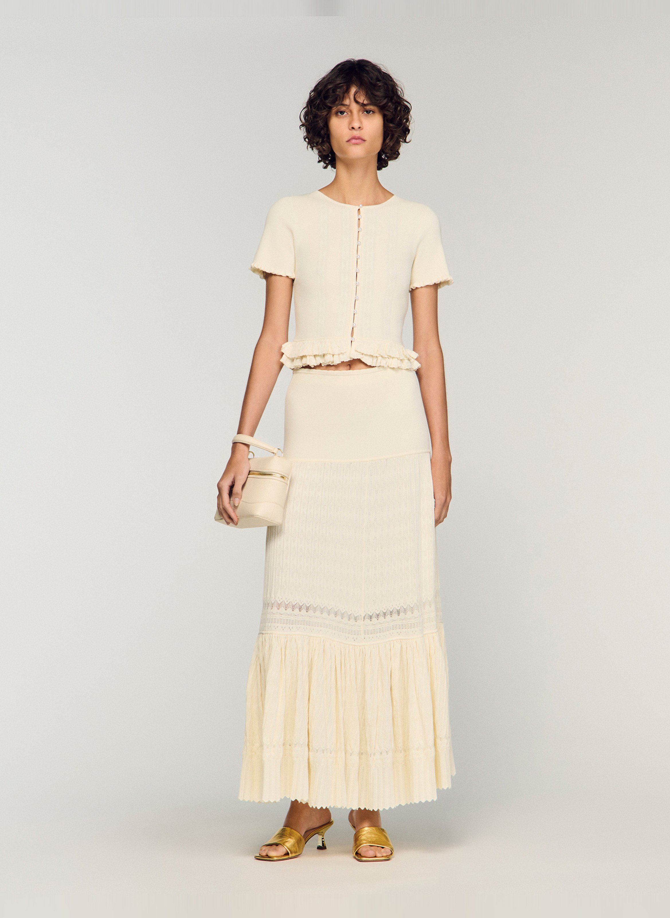 Jupe longue  SANDRO Beige