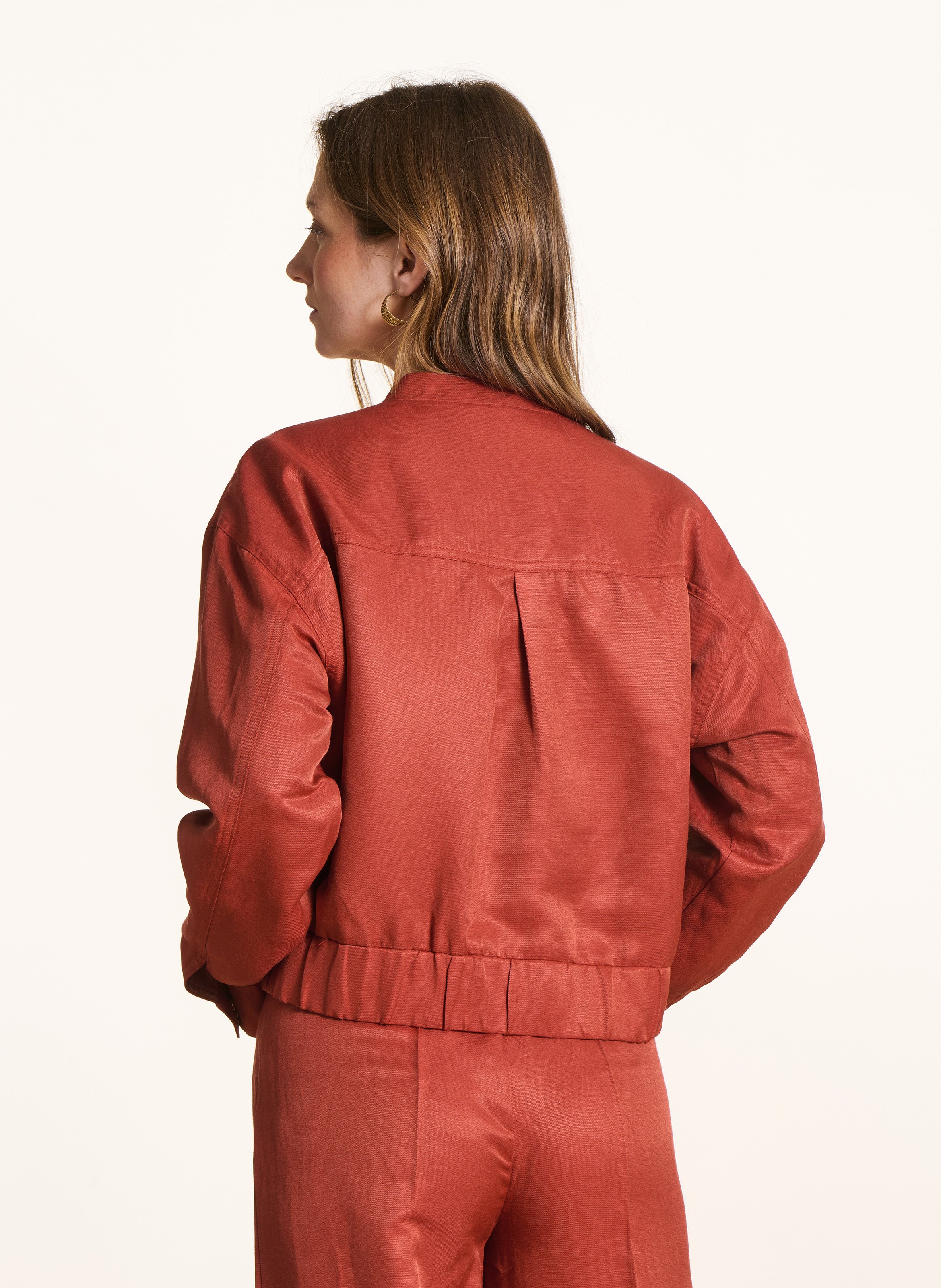 Jasje met klassieke kraag - linnenblend LA FEE MARABOUTEE Oranje