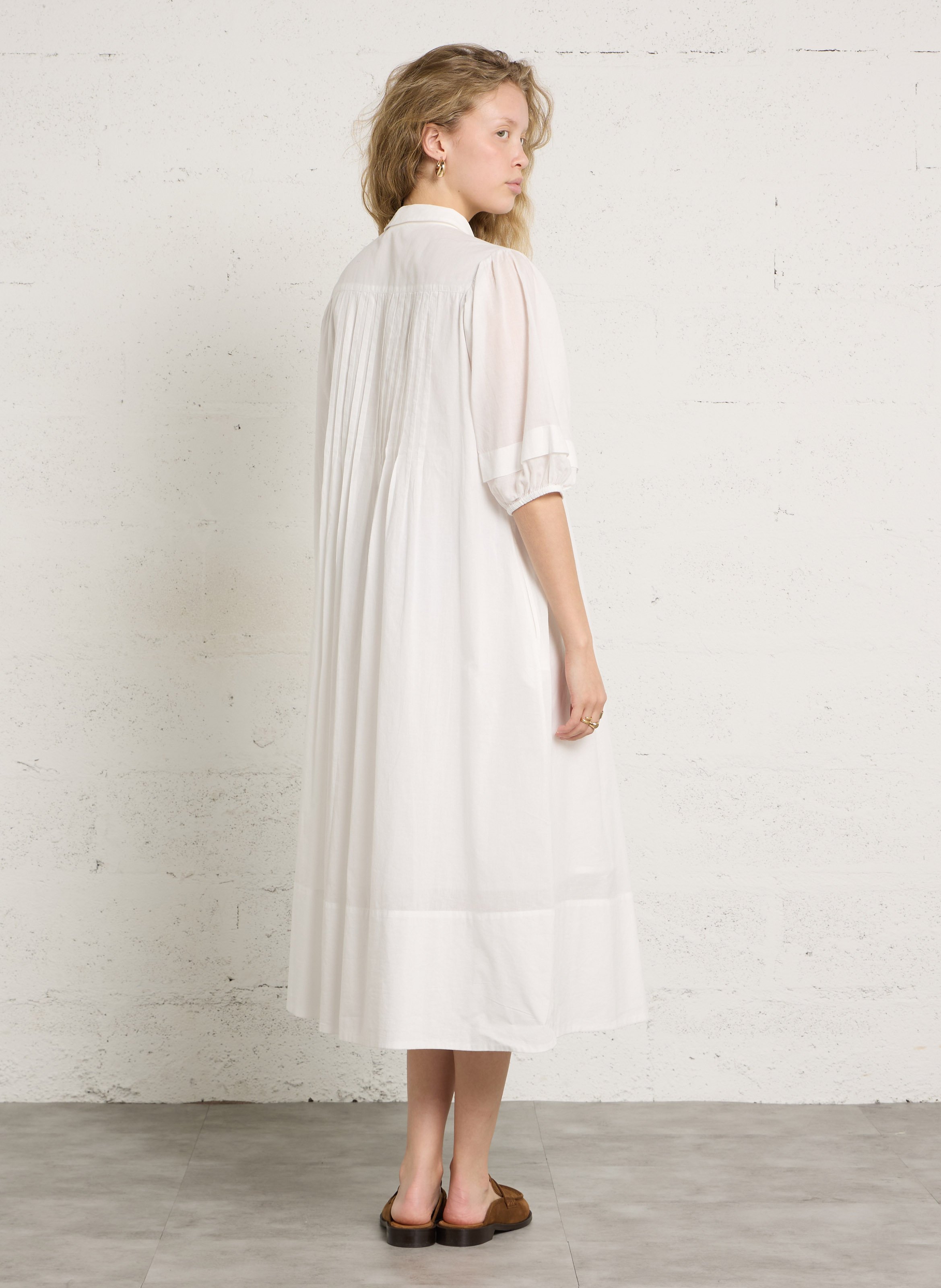 Robe longue ample en coton bio LEON & HARPER Blanc