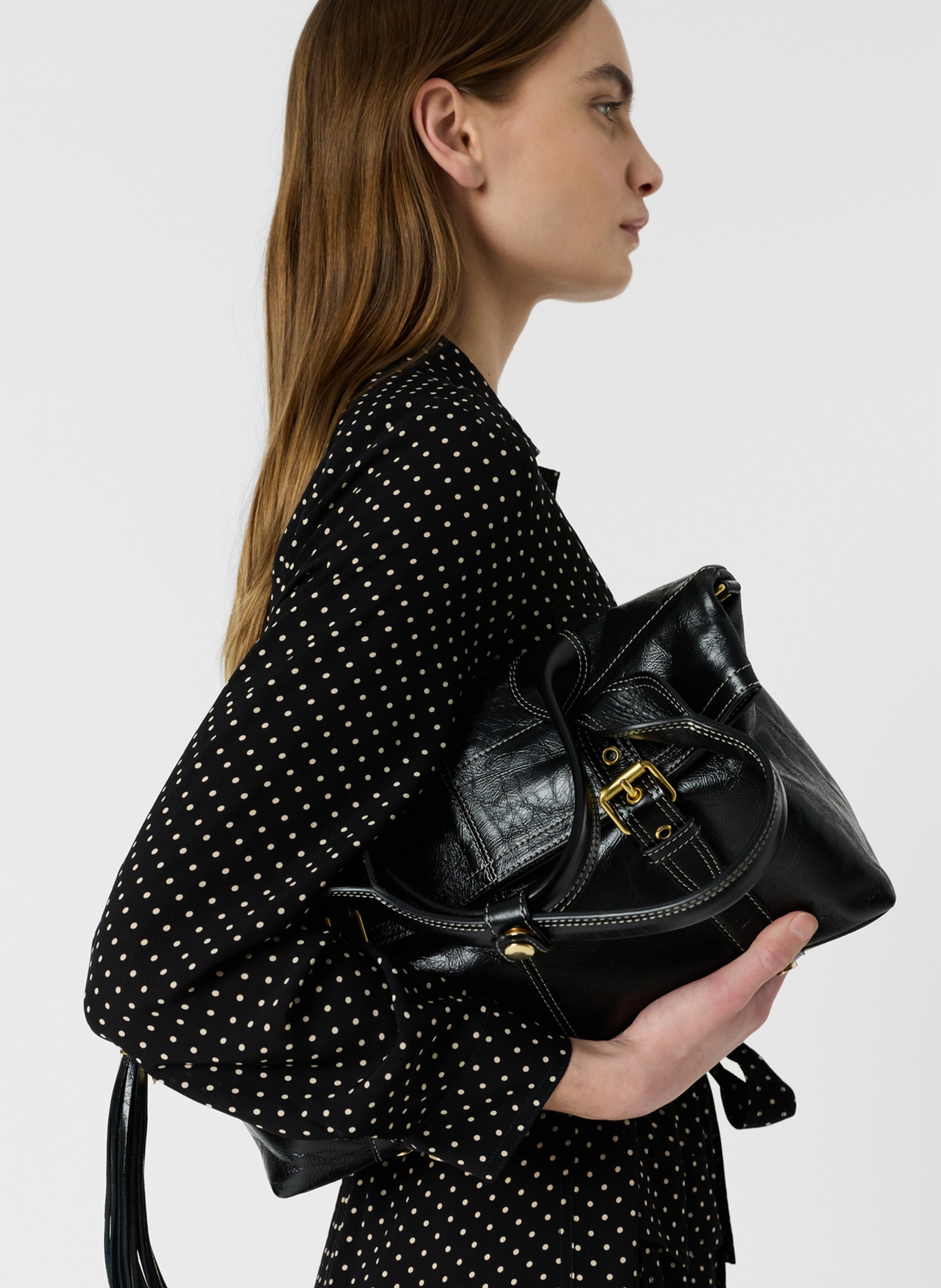 Robe midi col classique imprimée GERARD DAREL Negro