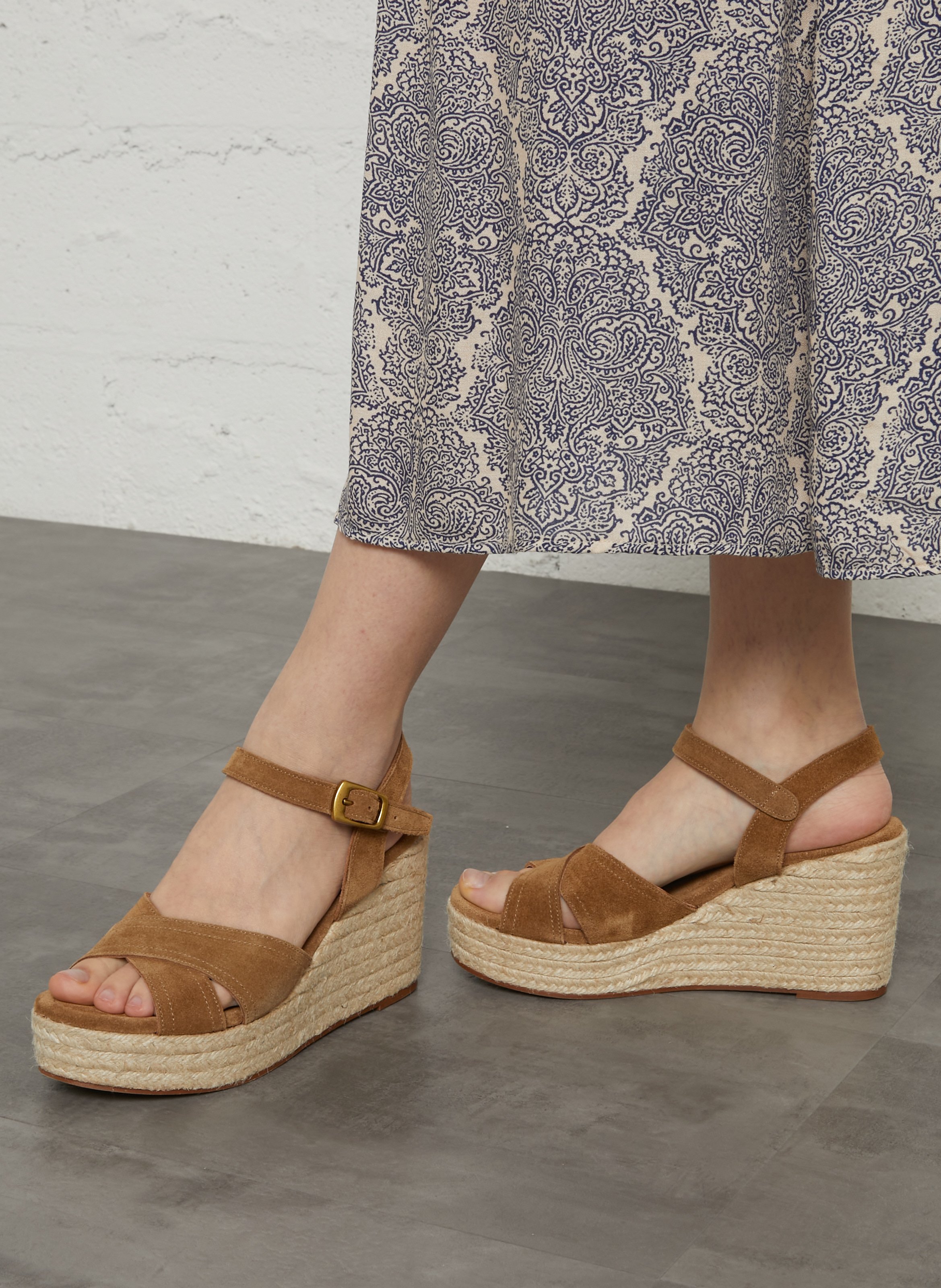 Sandales compensées en cuir MELLOW YELLOW Marron