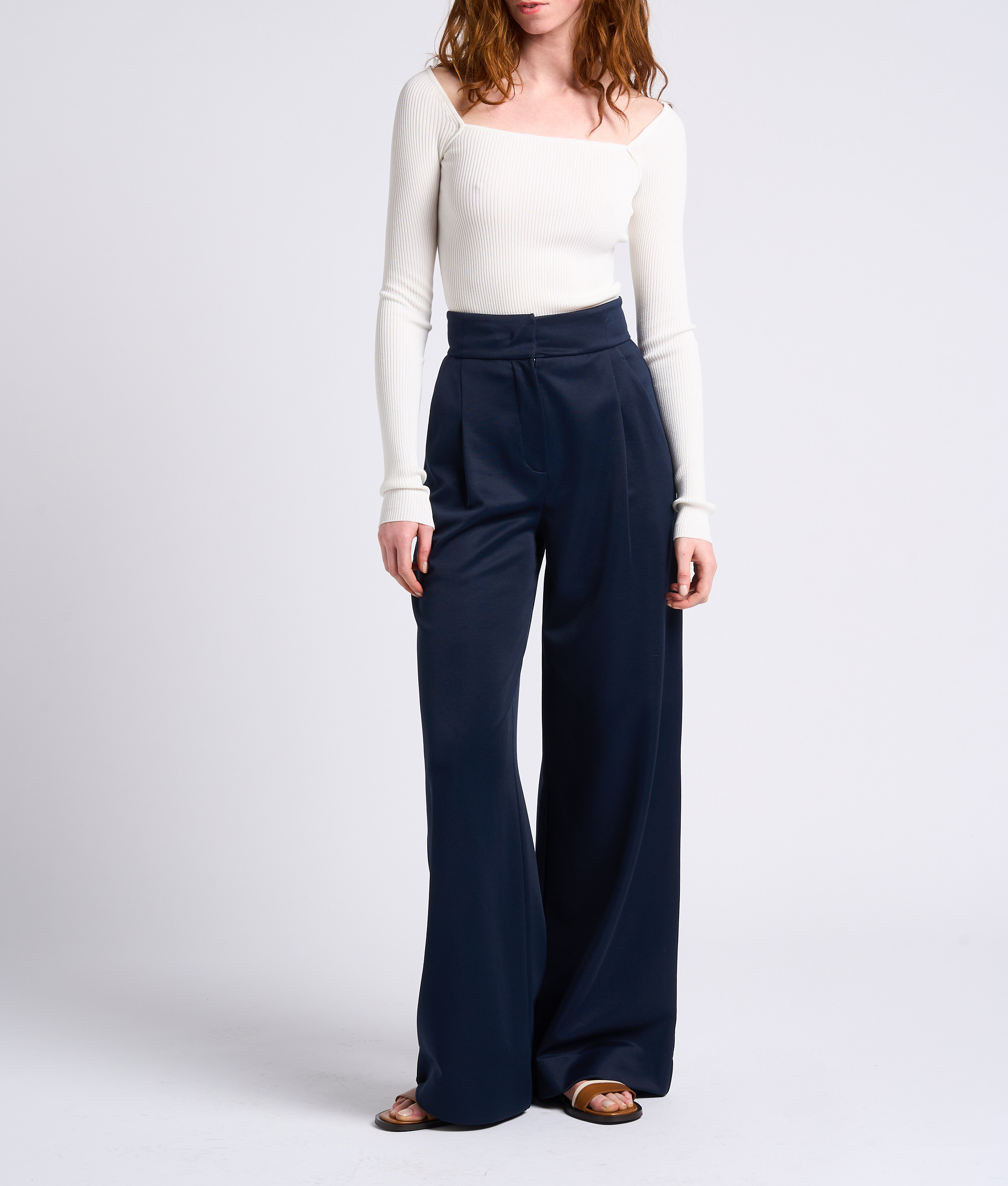 Top met grote geribbelde hals MAX&Co. Wit