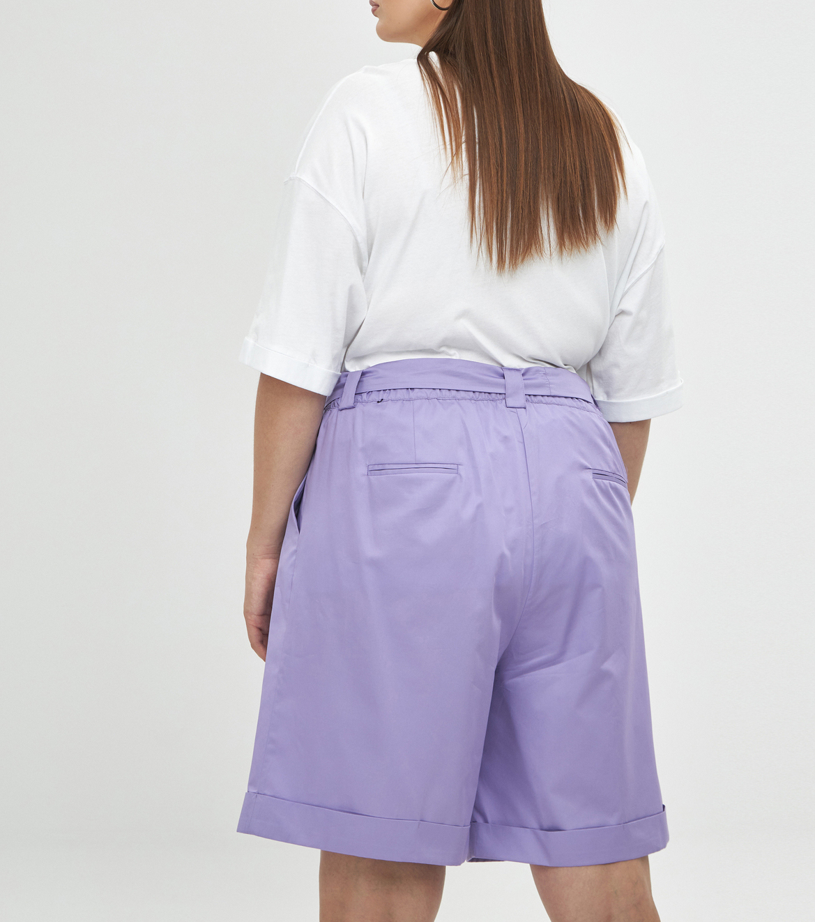 Bermuda droit ceinturé en popeline de coton MAT FASHION Violet