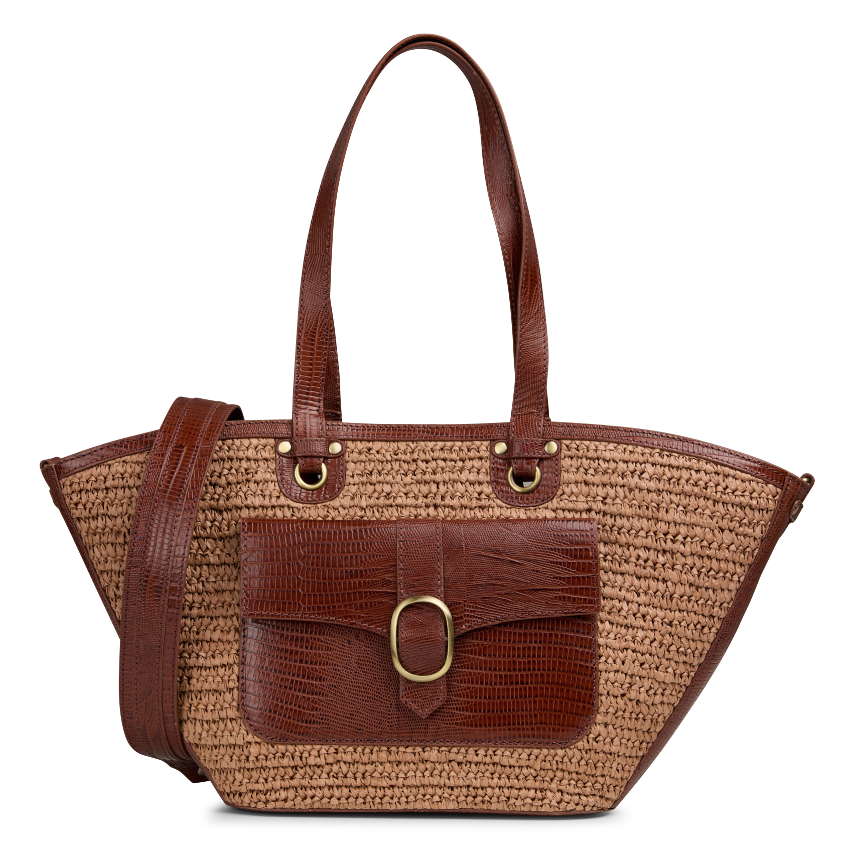 Bolso shopper de rafia MAISON 123 Marron