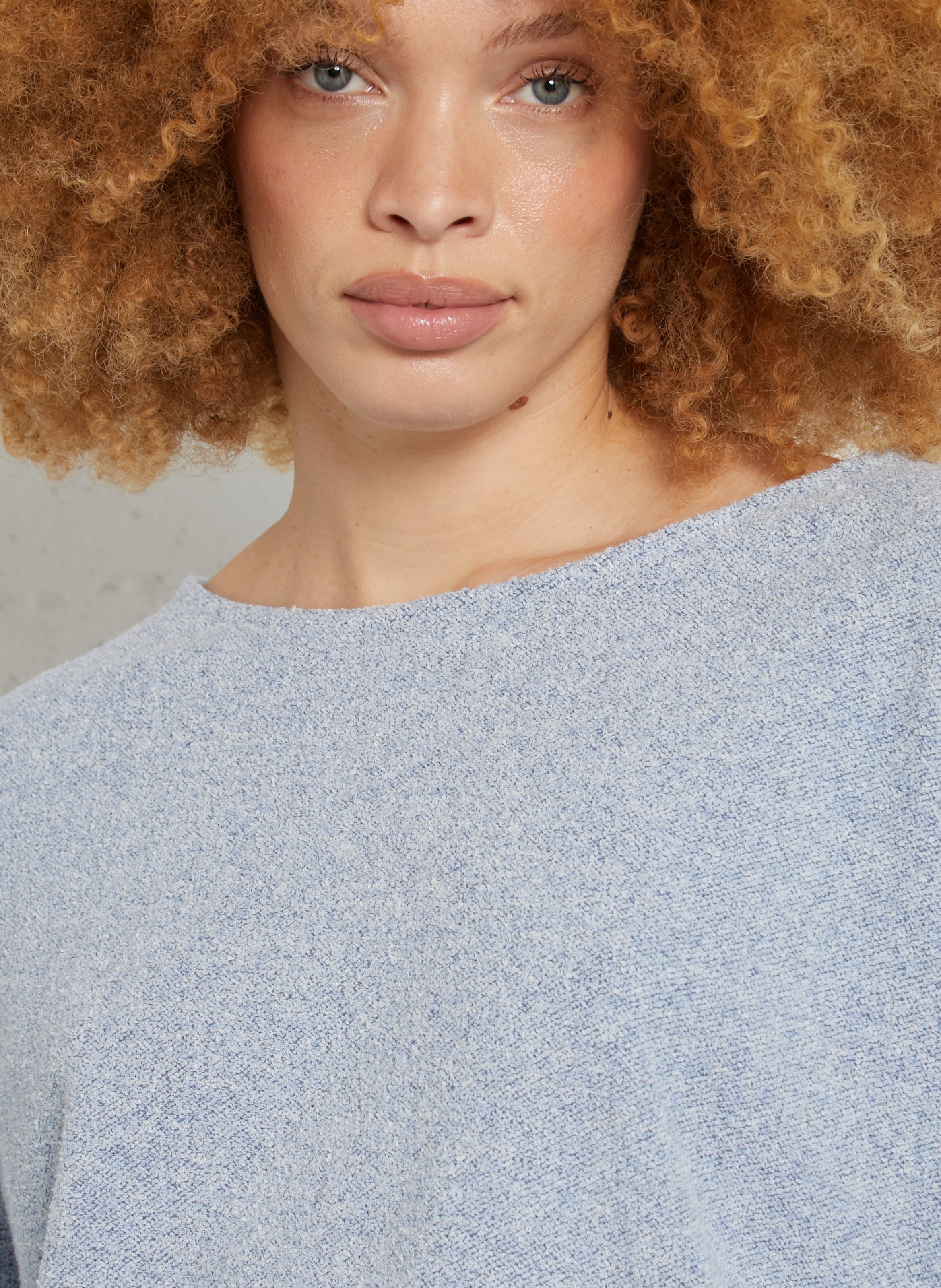 Sweat col bateau droit uni AMERICAN VINTAGE Bleu