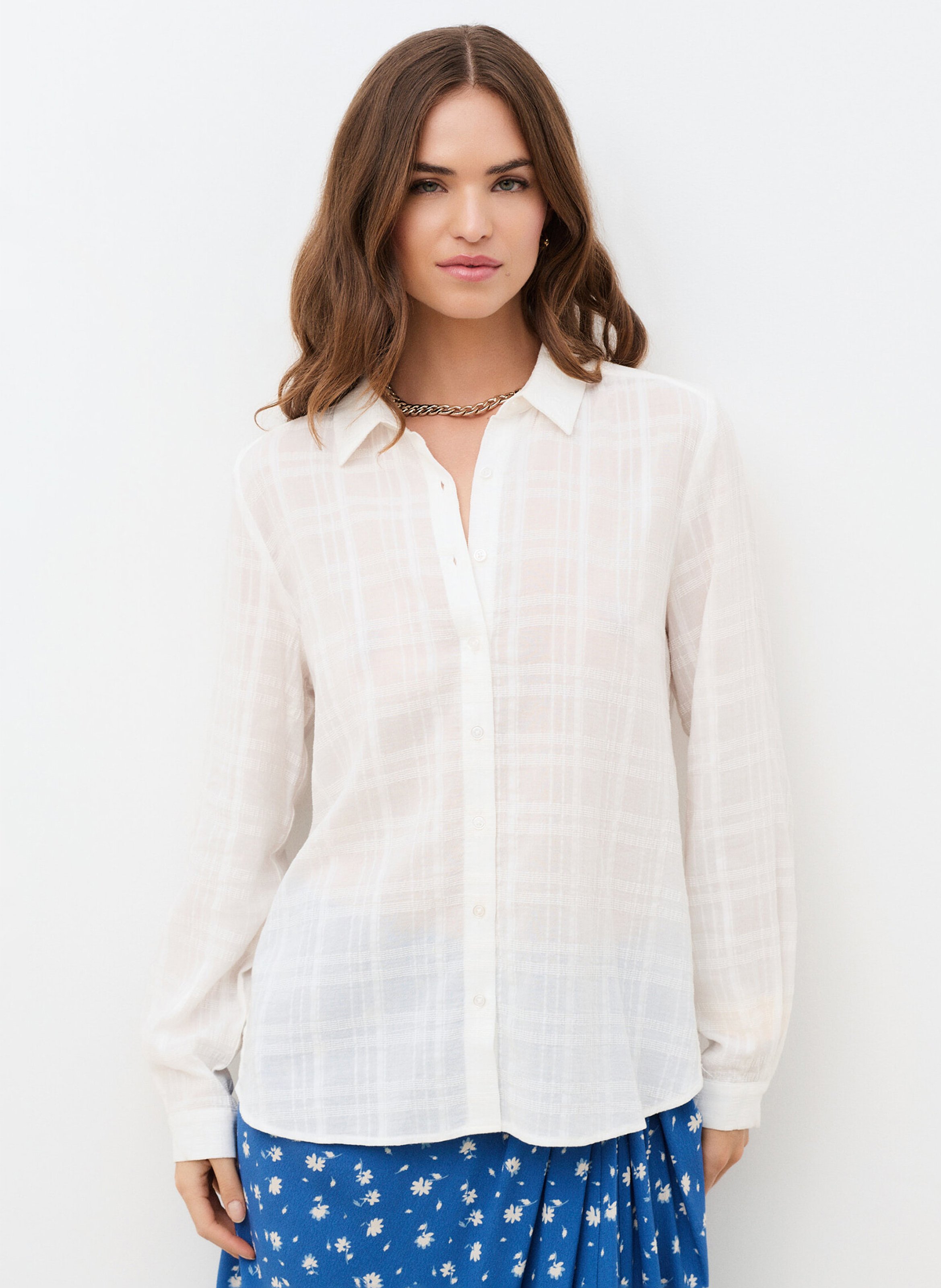 Solid straight button-up shirt CAROLL White