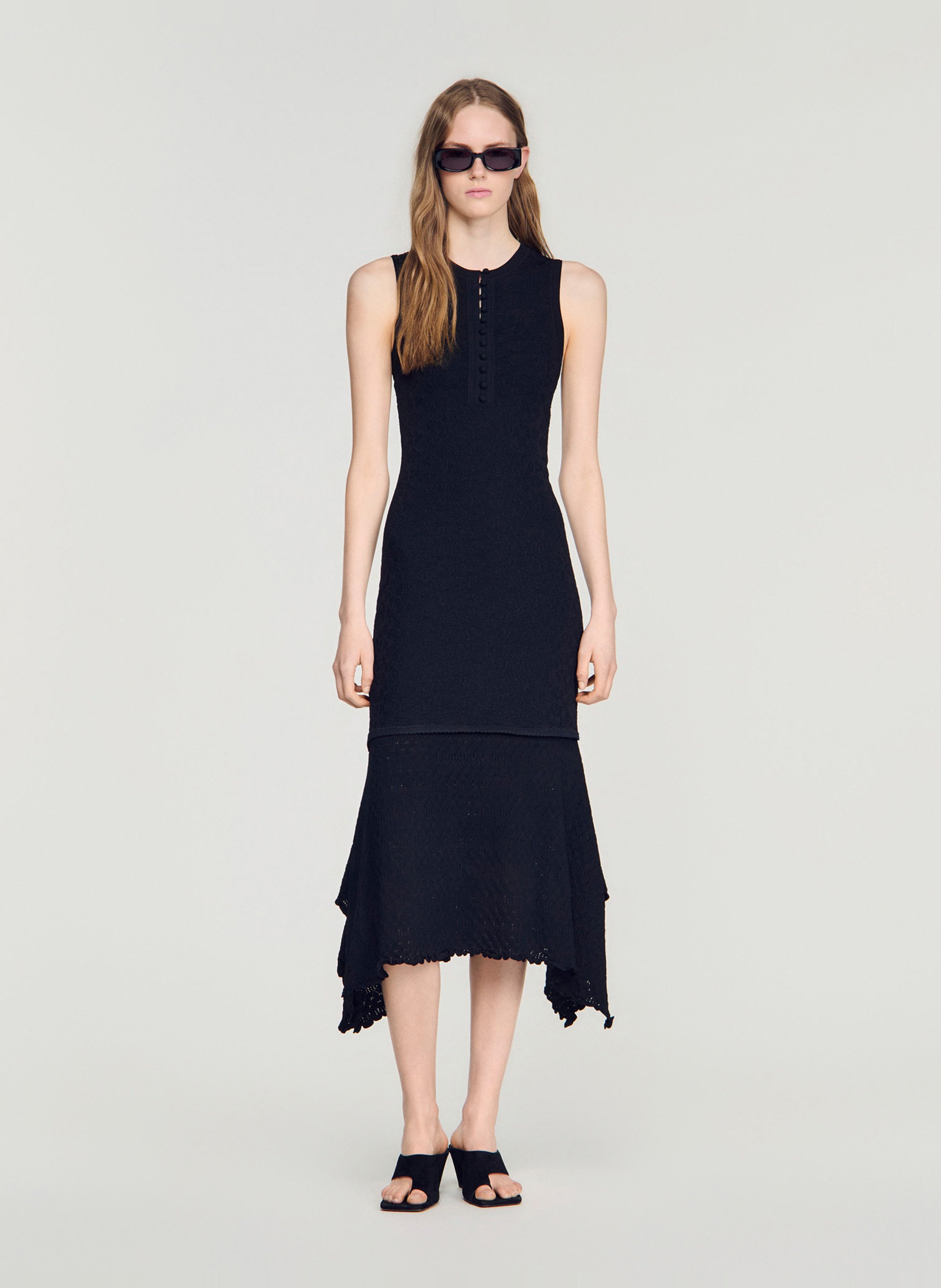 Robe midi évasée SANDRO Noir