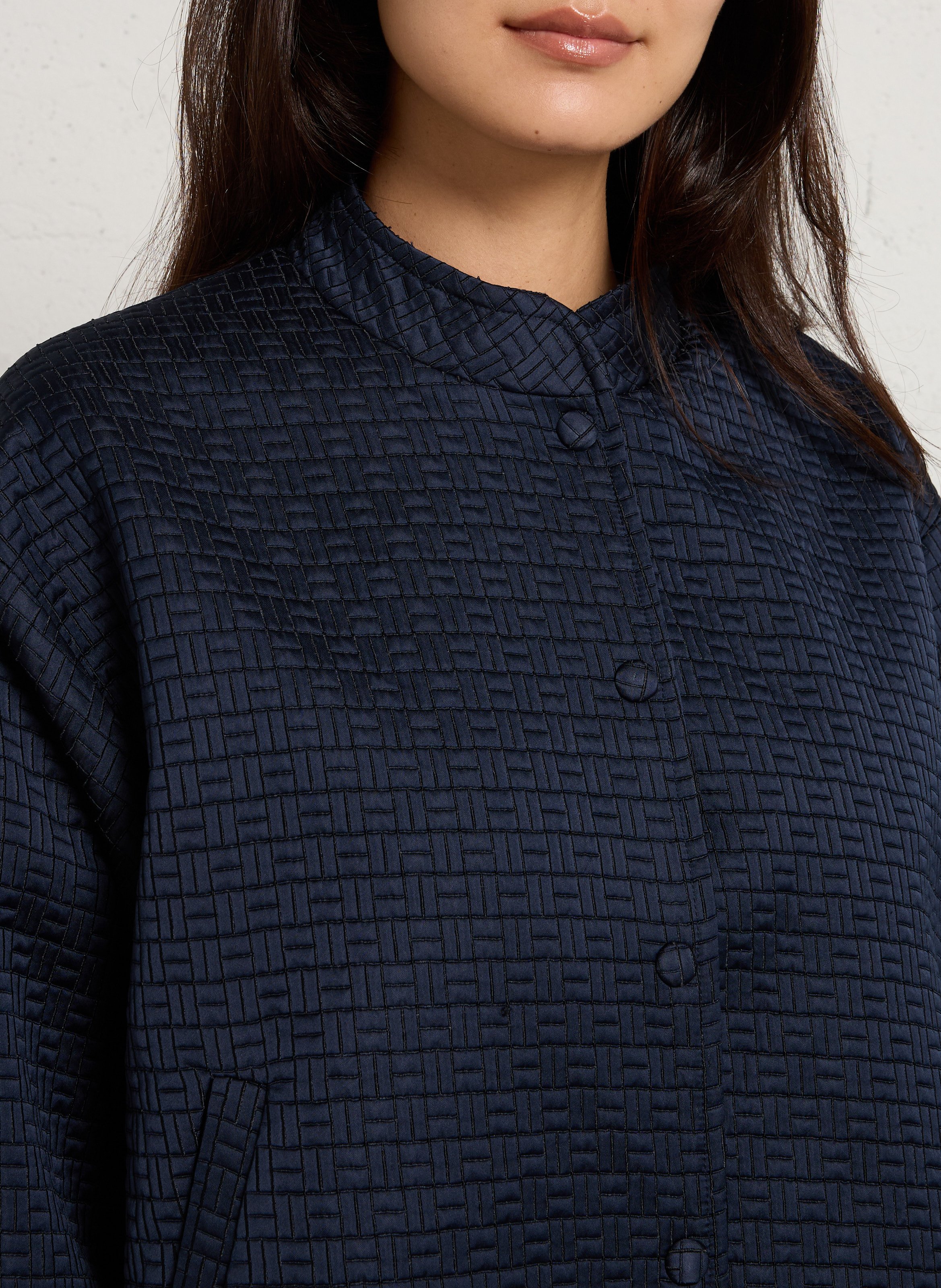 Kurze weite Jacquard-Jacke SUNCOO Blau