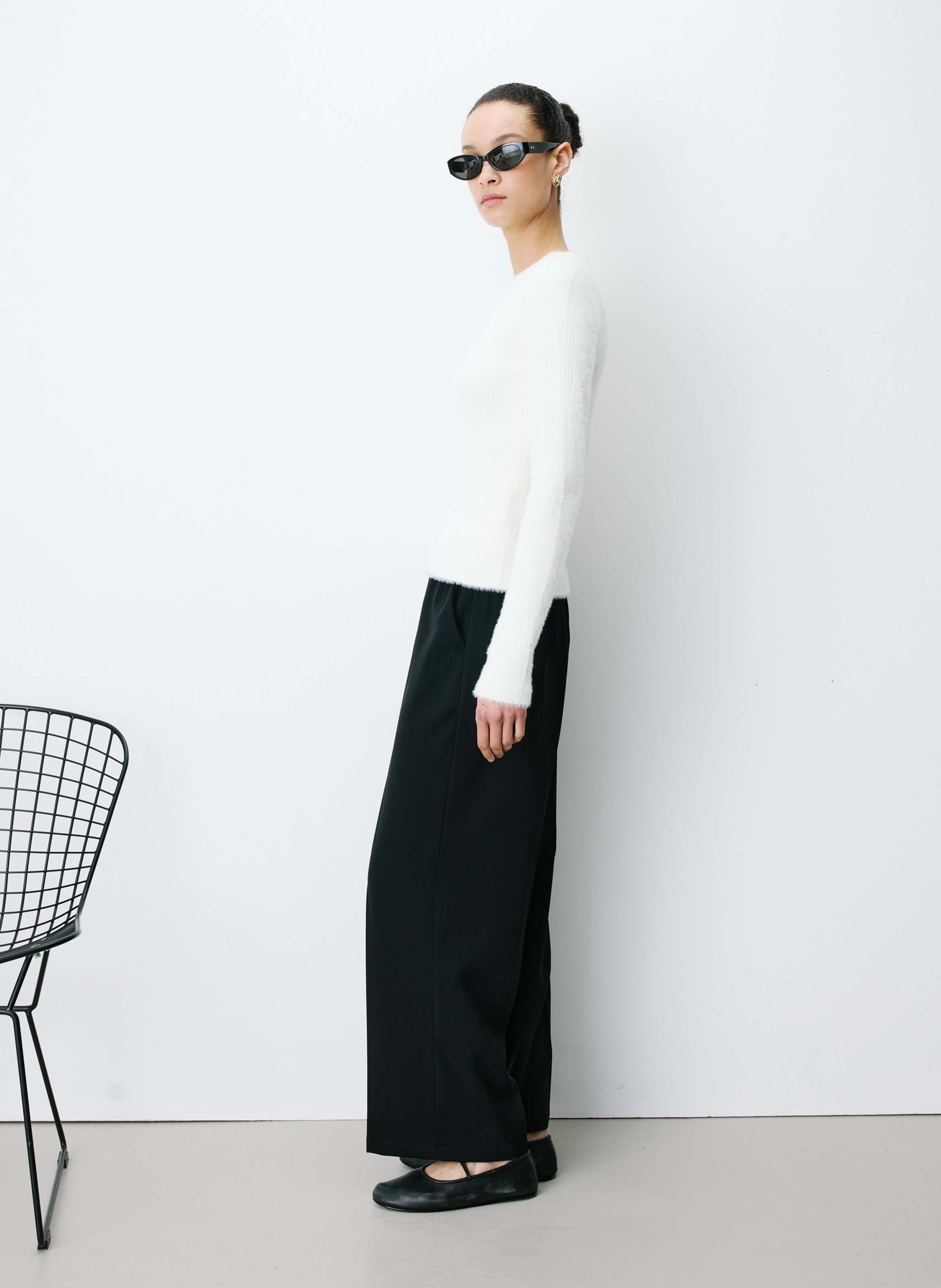 Round-neck fitted sweater GRACE ET MILA White