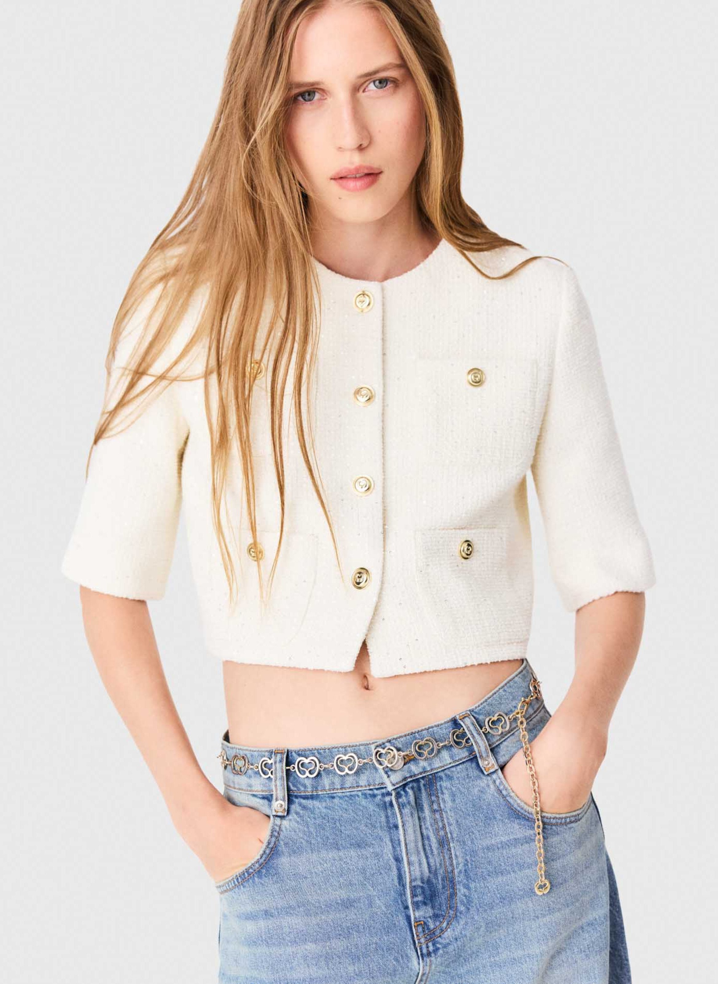 Short cotton-mix jacket  MAJE Beige