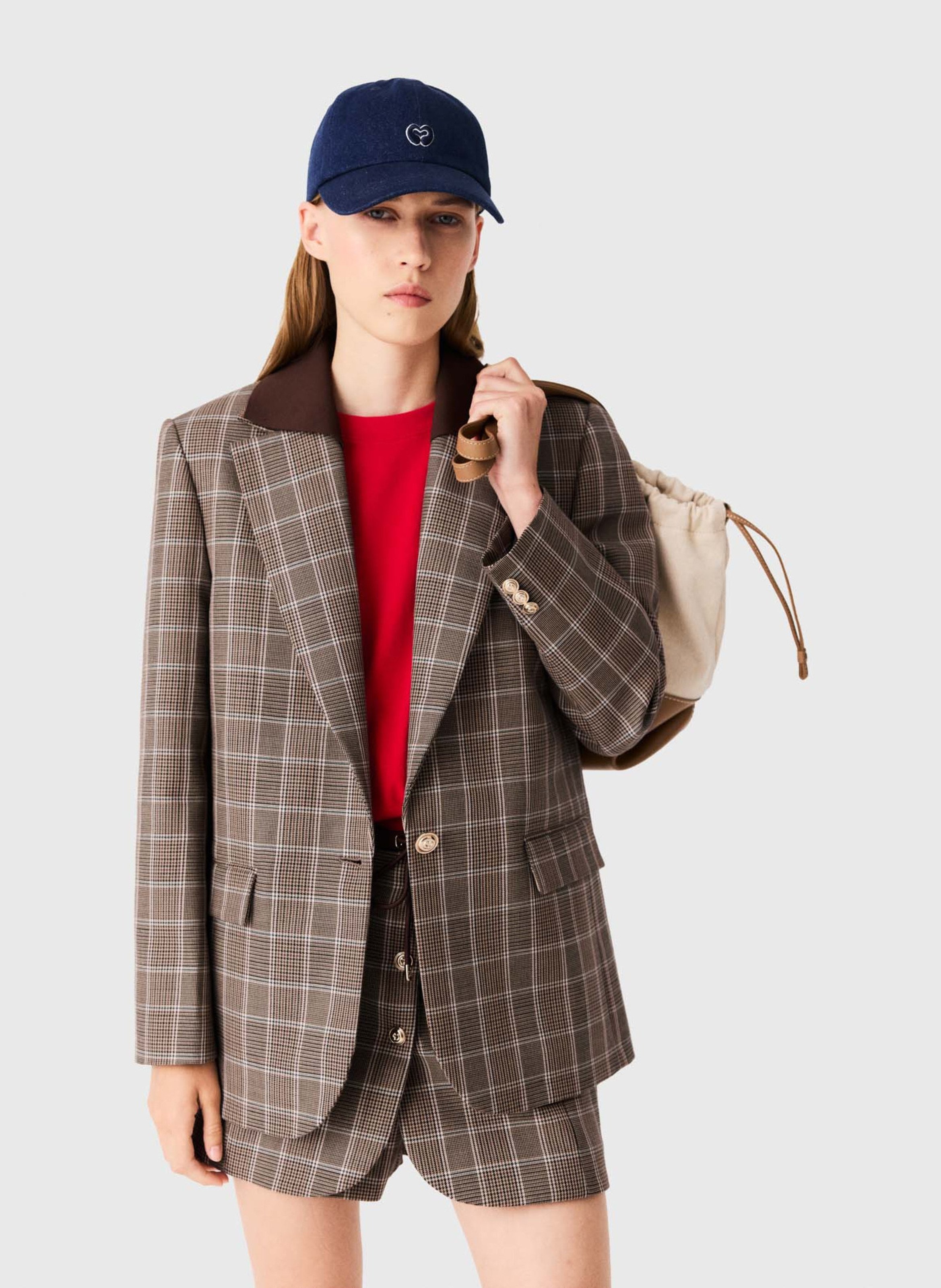Fitted wool-blend suit jacket MAJE Brown