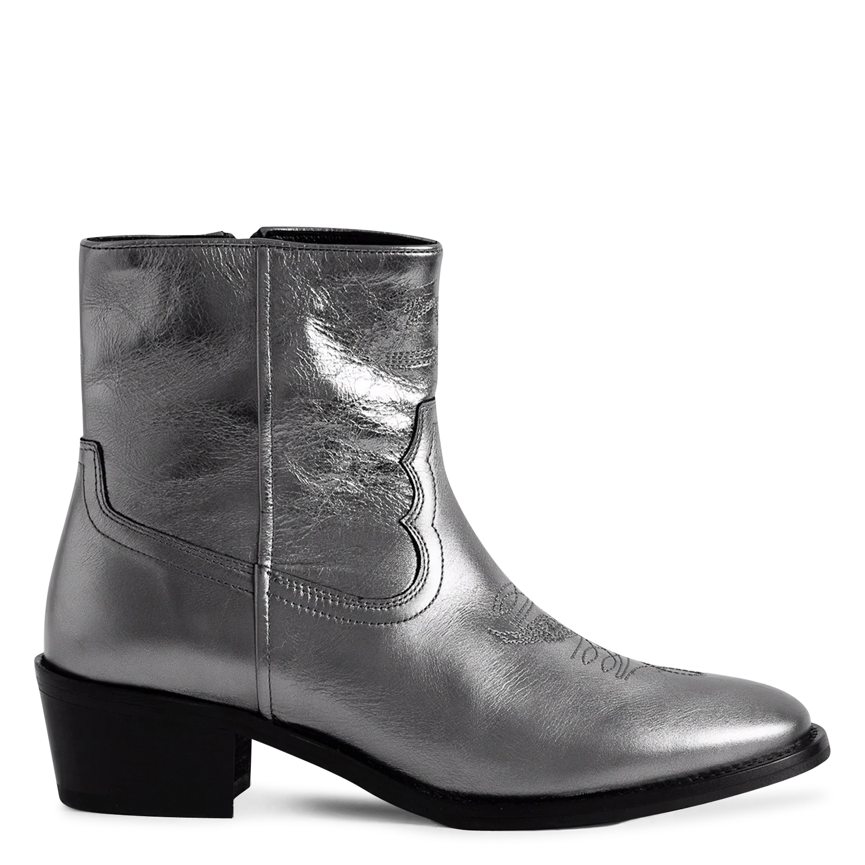 Leren metallic enkellaarzen ZADIG&VOLTAIRE Grijs