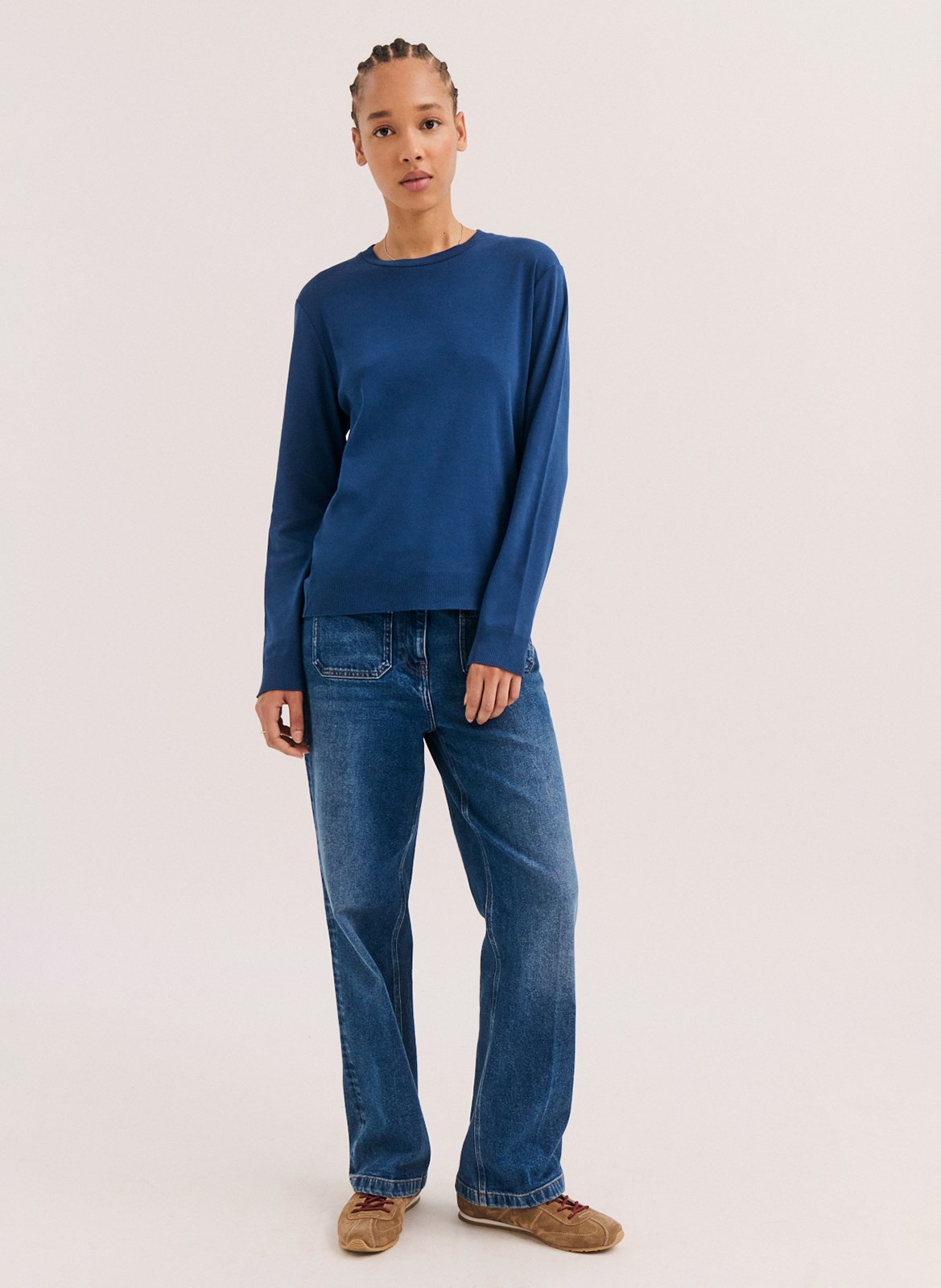 Katoenen T-shirt met ronde hals PABLO Blauw