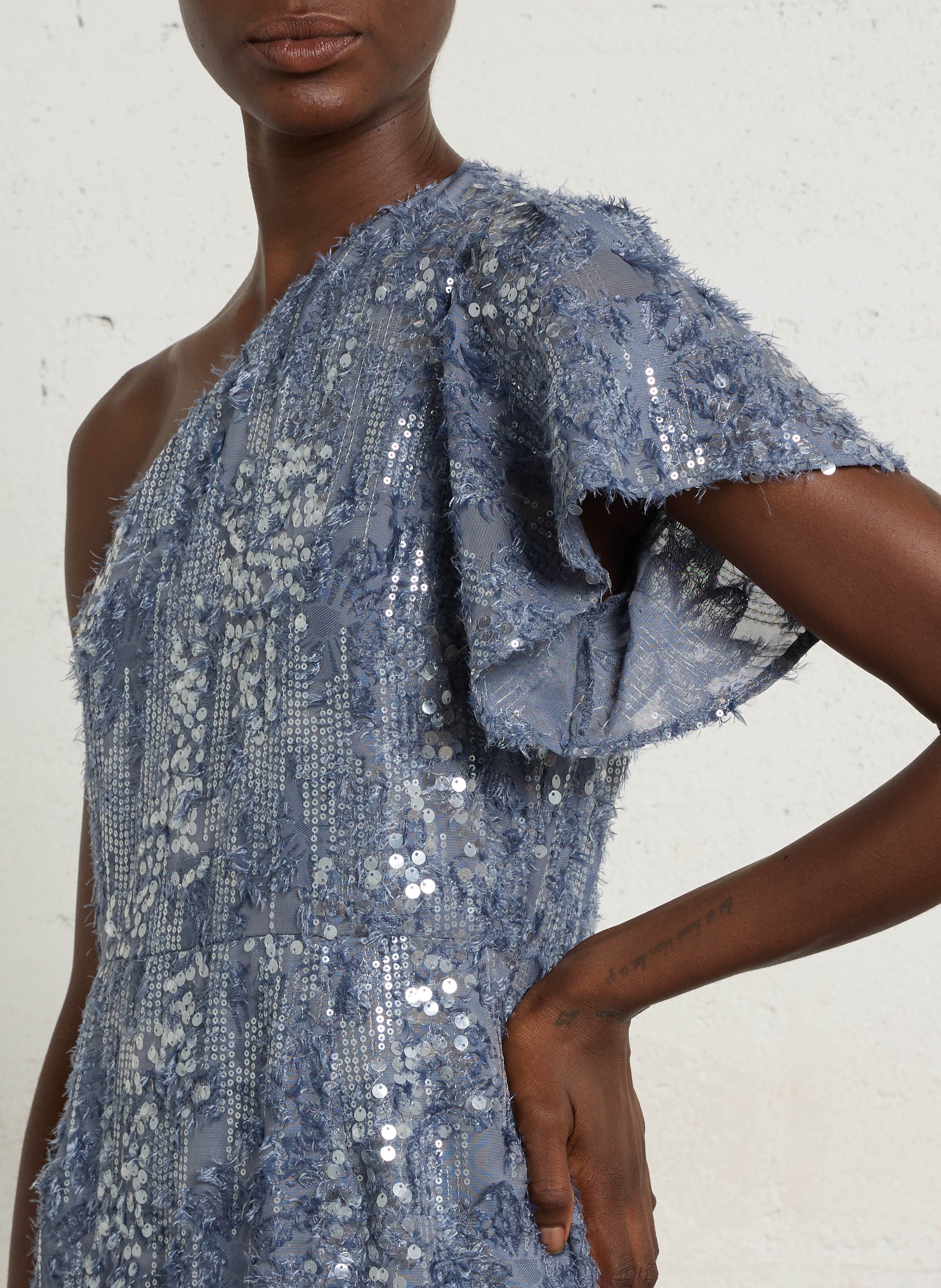 Asymmetrische jurk met lovertjes IKKS Blauw