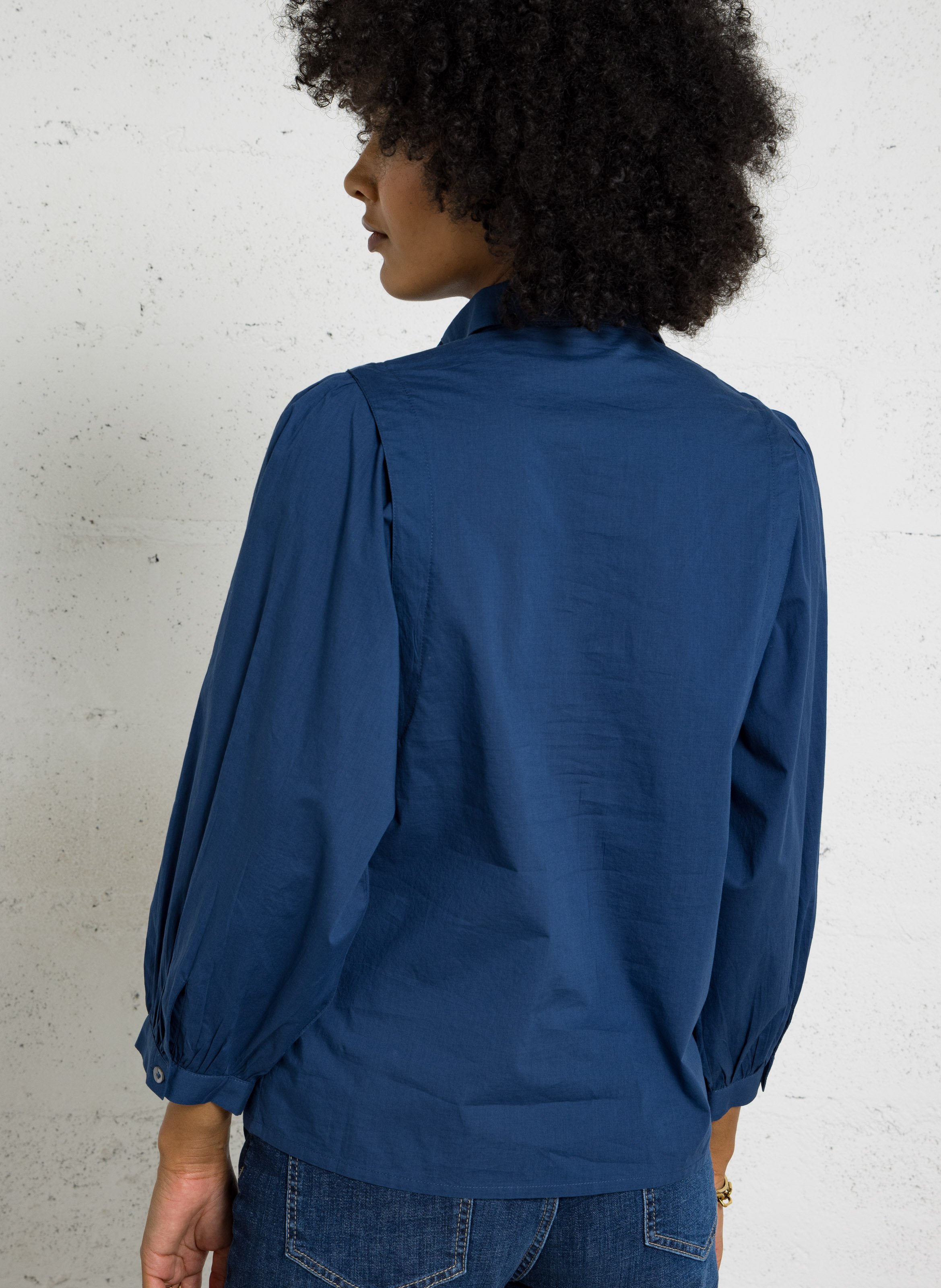 Katoenen blouse met klassieke kraag NICE THINGS Blauw