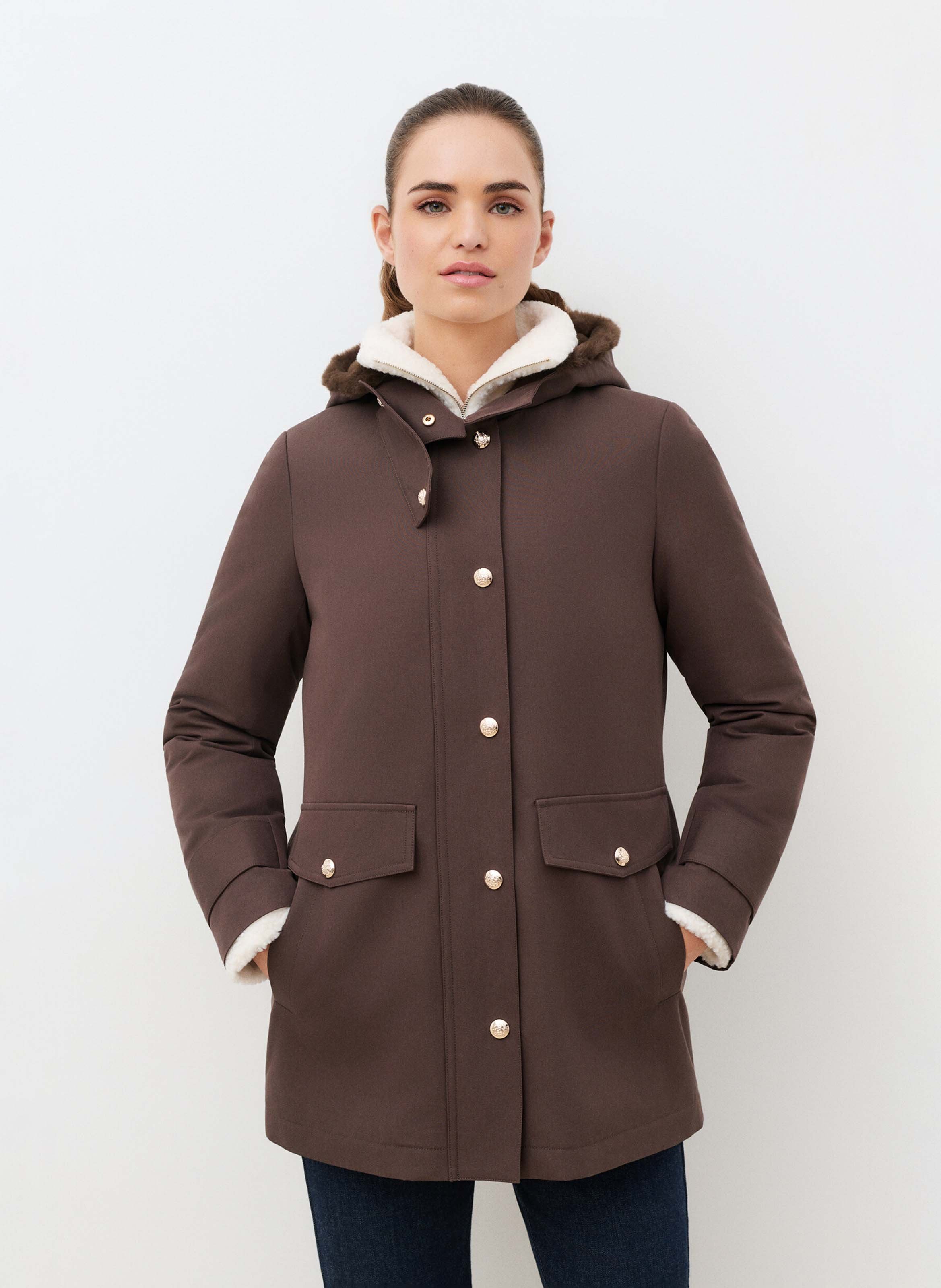 Parka met opstaande kraag - katoenblend CAROLL Bruin