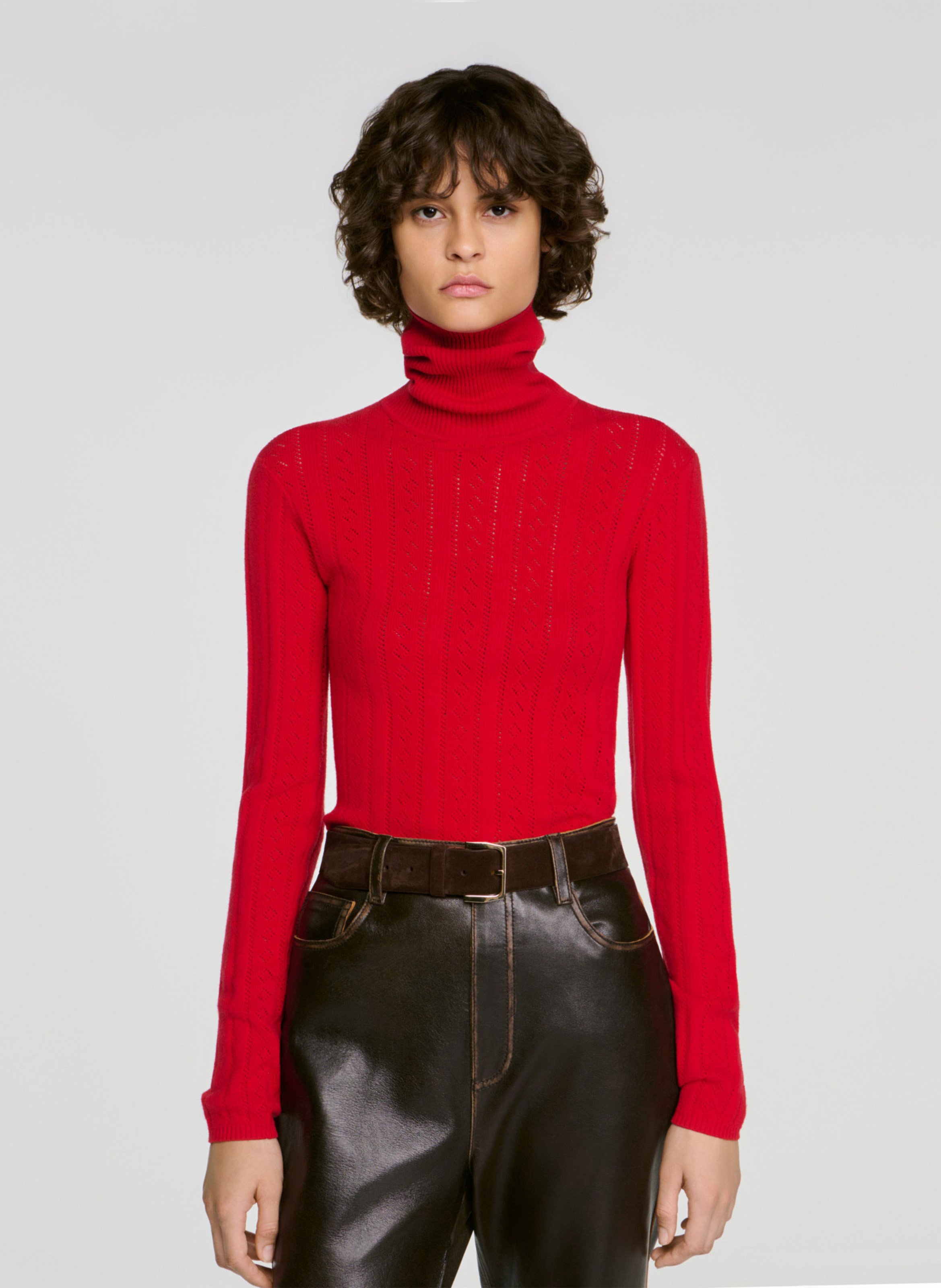 Gerade geschnittener Rollkragenpullover SANDRO Rot