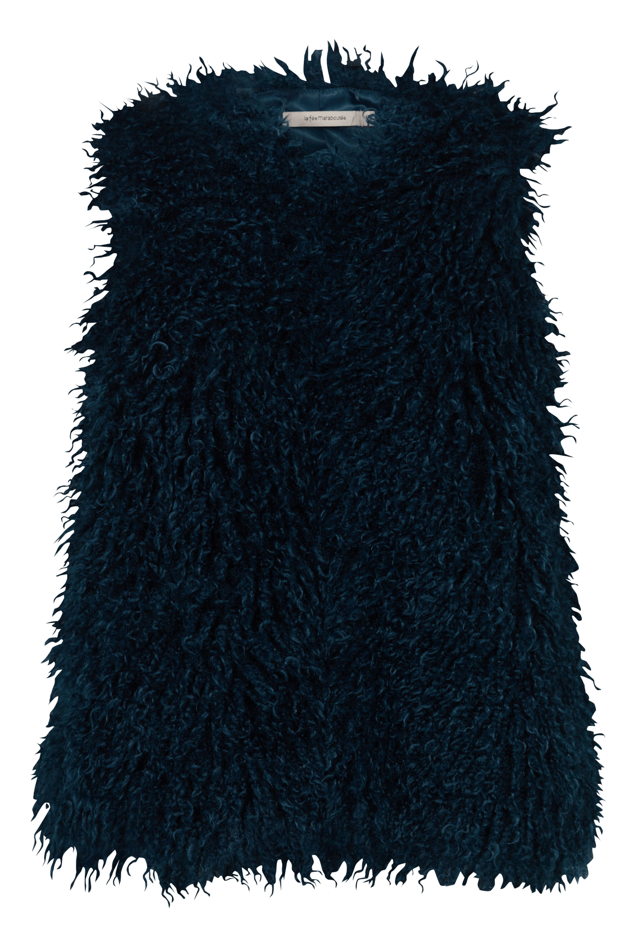 Mouwloos recht model vest met ronde hals en print THE TINY BIG SISTER Blauw