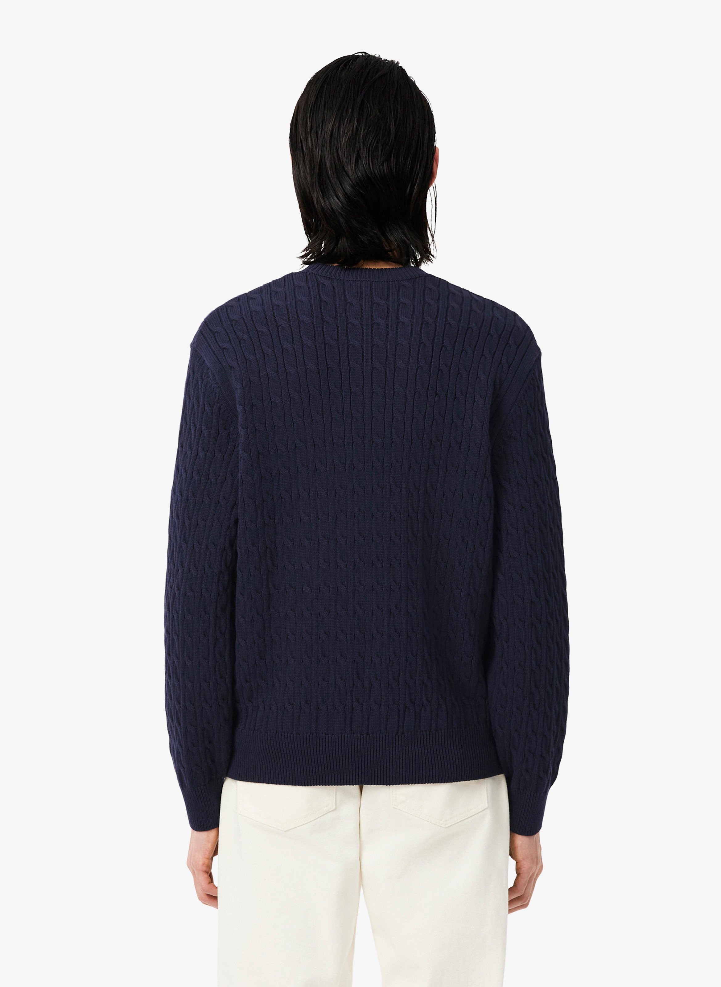 Gerader Pullover mit Rundhalsausschnitt aus Baumwollmischung mit verdrehtem Detail LACOSTE Blau