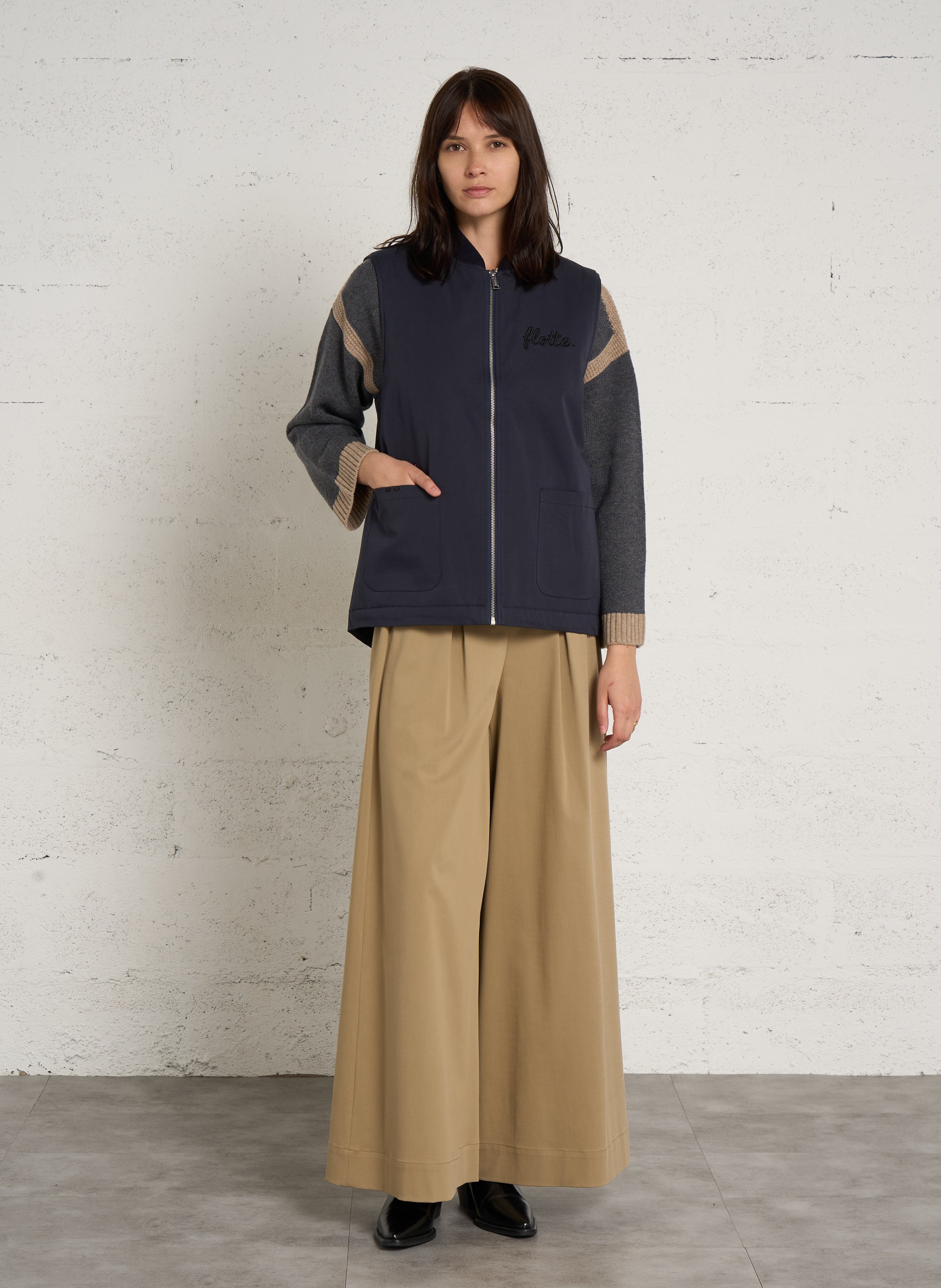 Round-neck cotton-blend jacket FLOTTE Blue