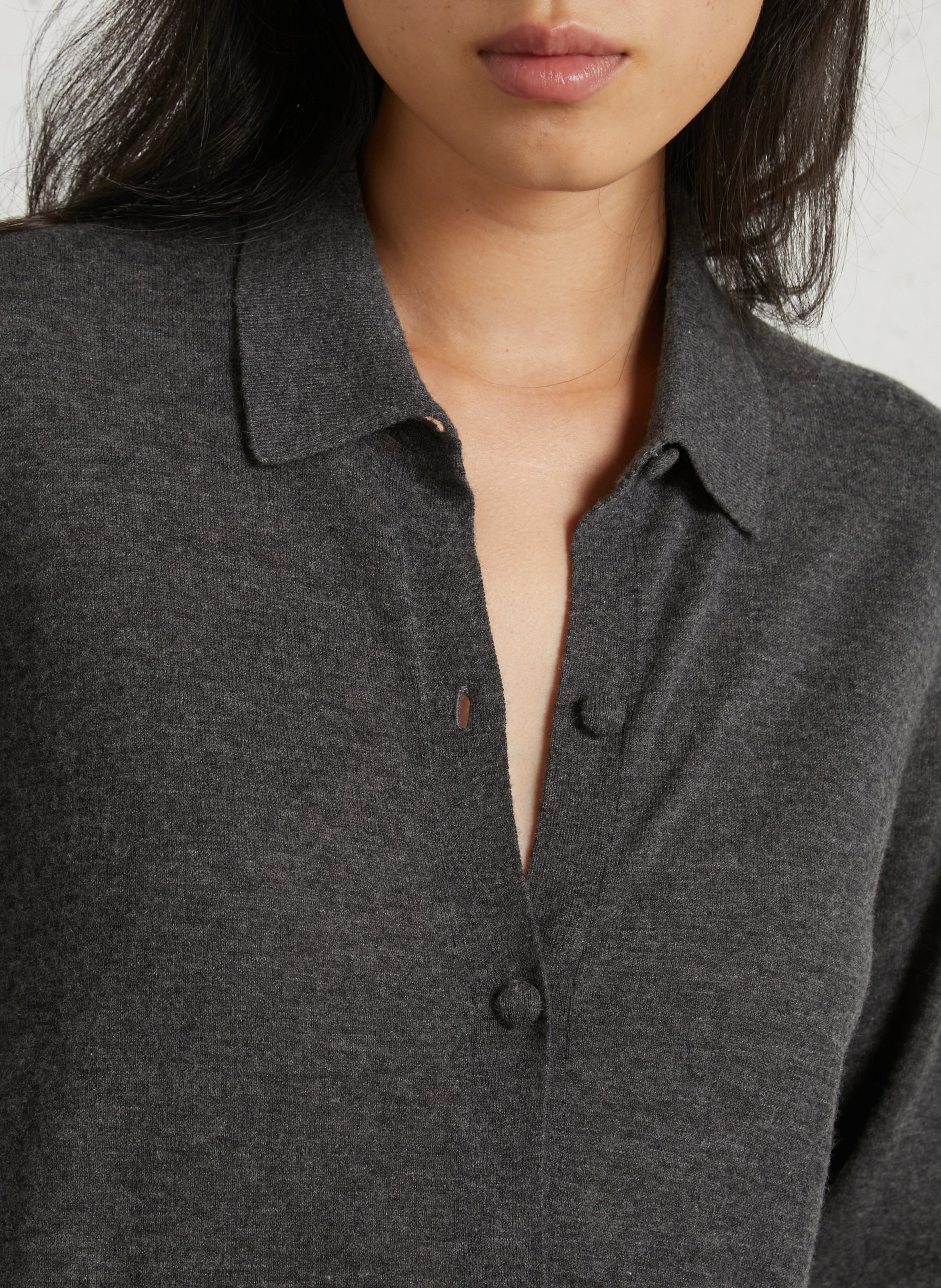 Straight-cut long-sleeved cashmere cardigan MAJESTIC FILATURES Grey