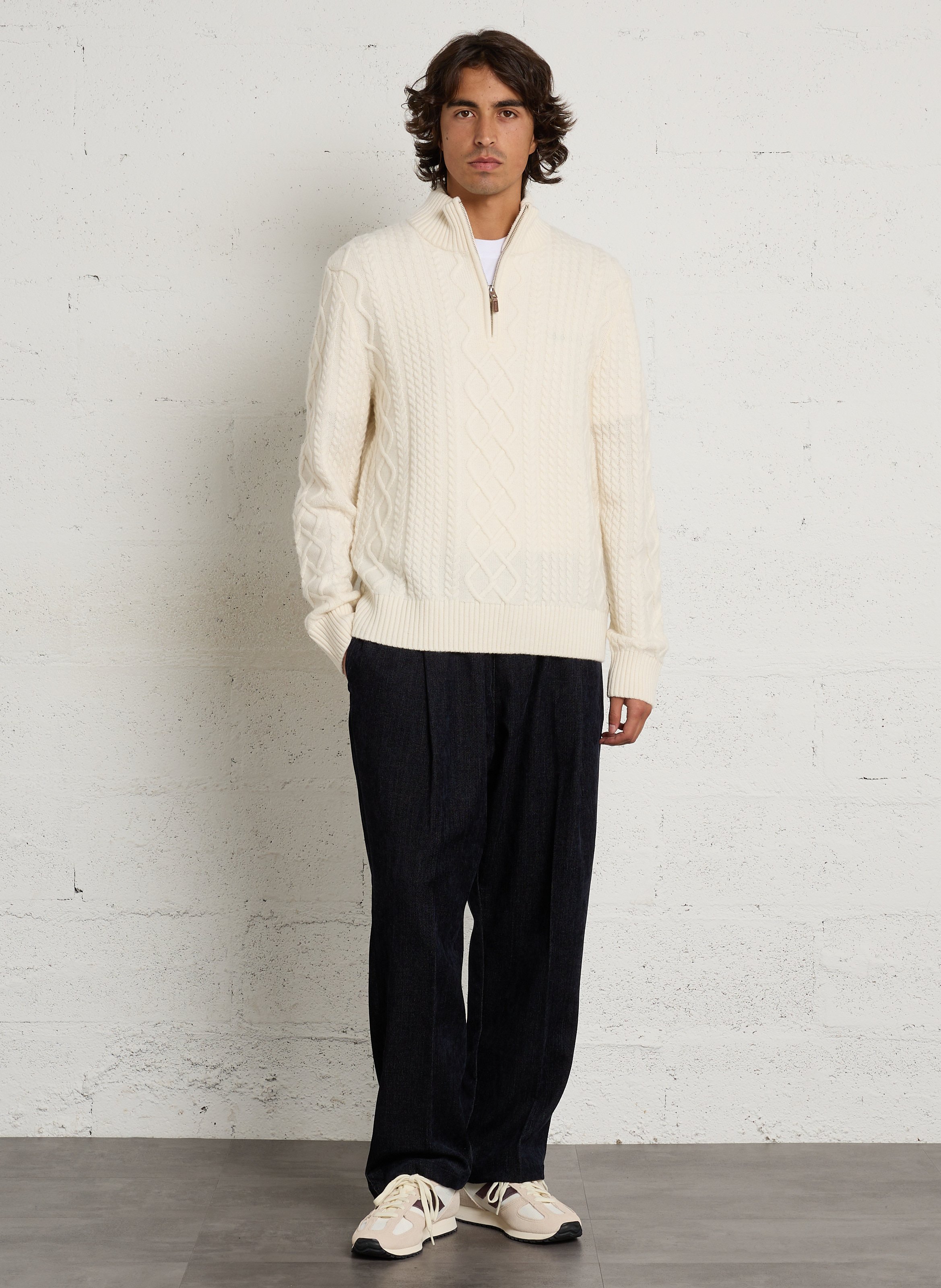 Pull droit col montant en laine mélangée GANT Beige