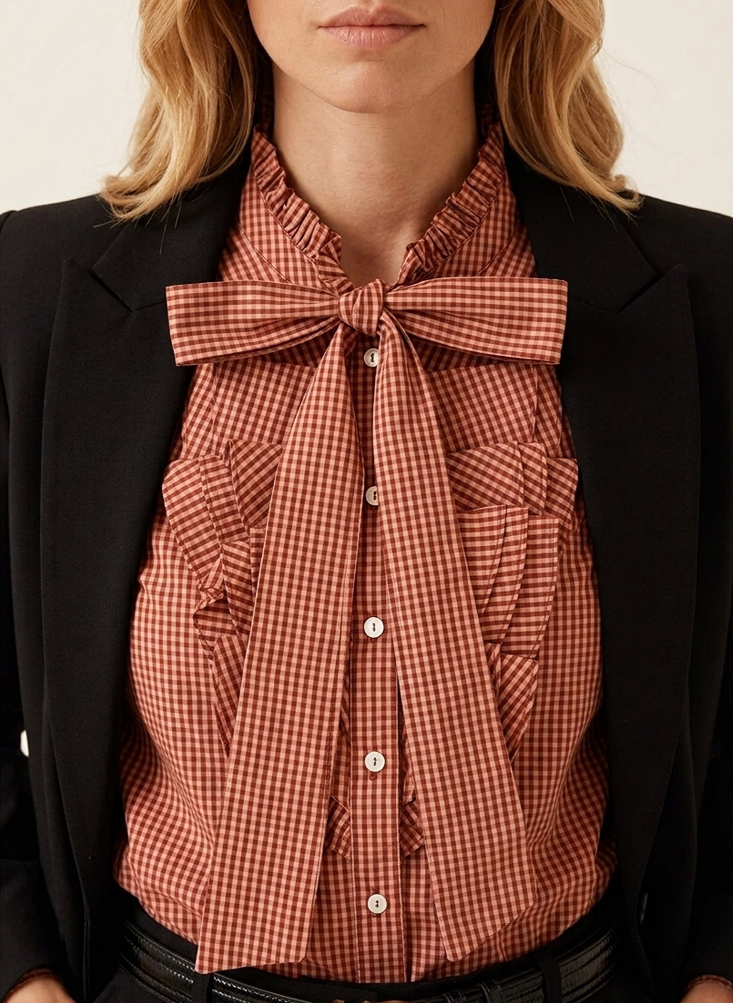 Loose-fitting cotton gingham shirt KOOKAI Brown