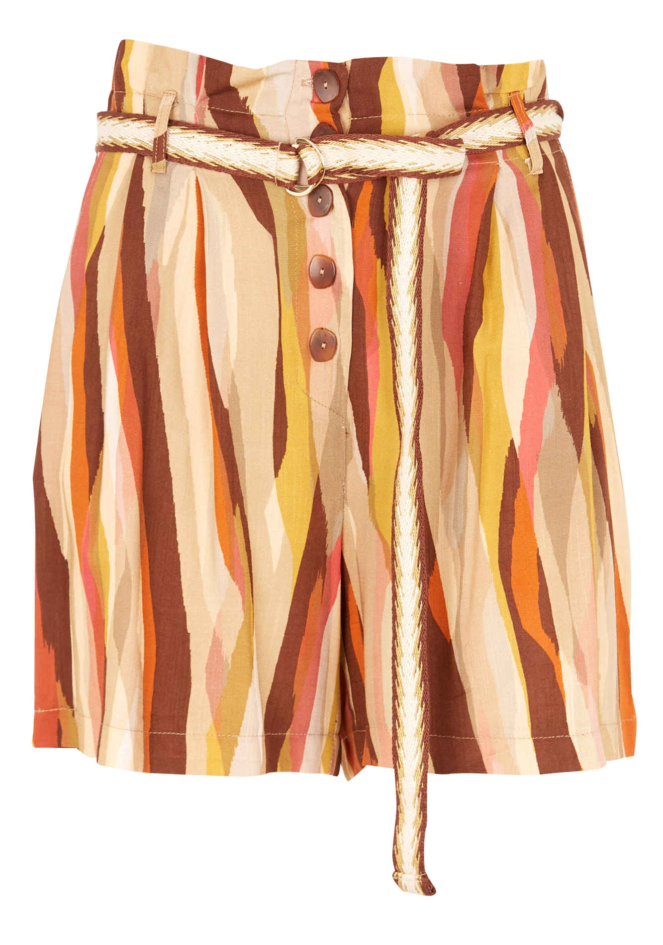 Bedruckte Leinenshorts mit Gürtel LA PETITE FRANCAISE Beige