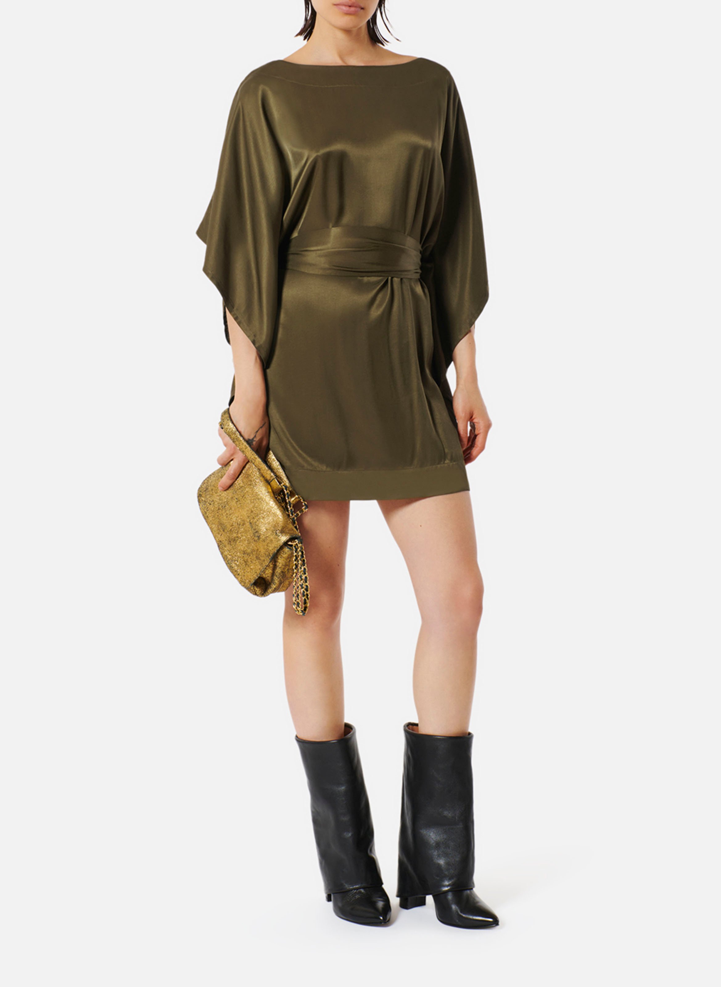 Short boat-neck dress KARMA KOMA Brown