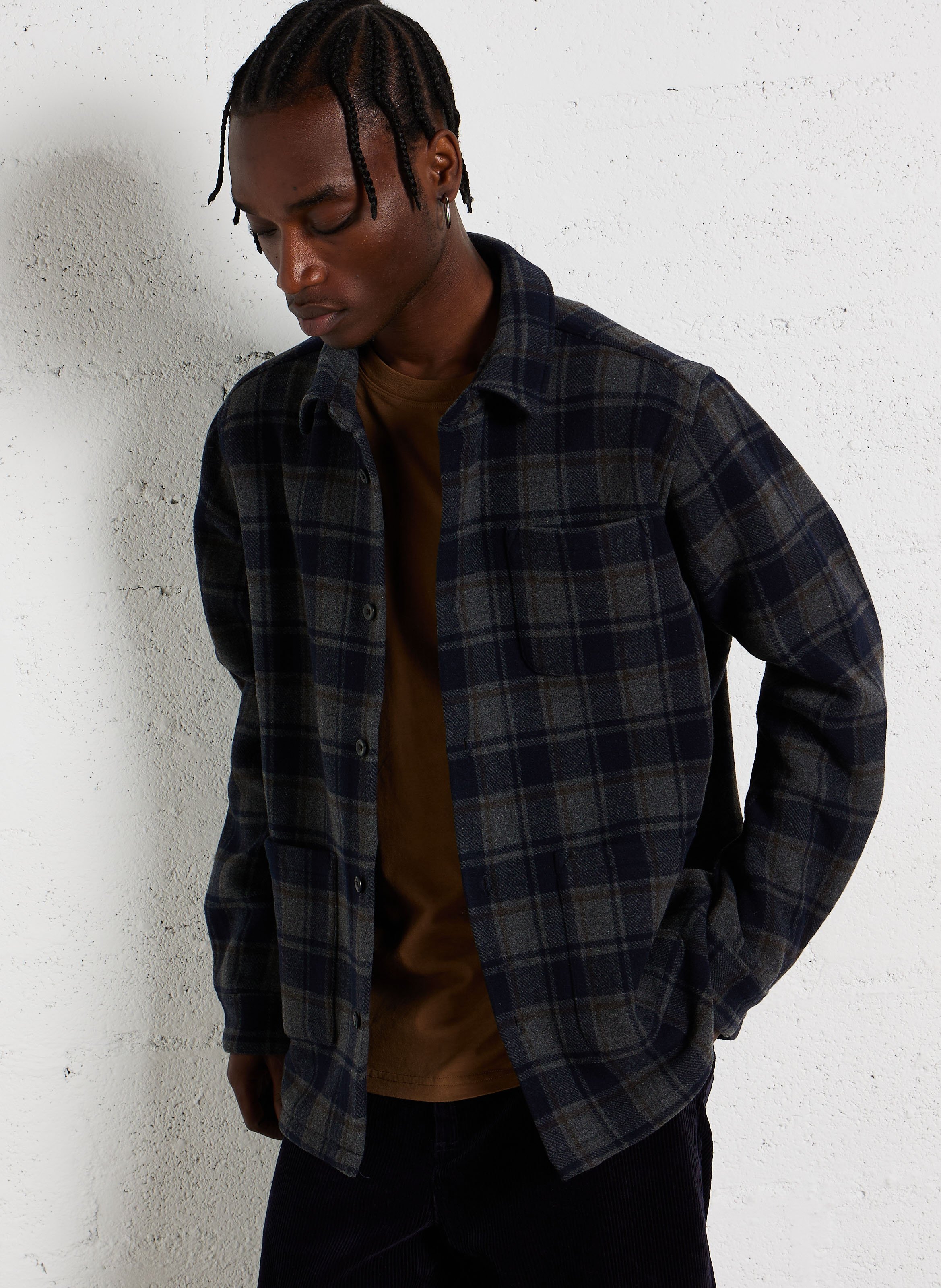 Checked wool-blend overshirt LES DEUX Grey