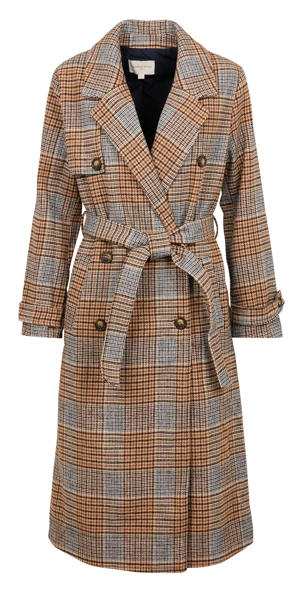 Checked coat with classic collar LA PETITE ETOILE Brown