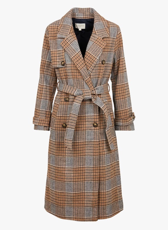 Manteau col tailleur à carreaux Nilan Marron La petite etoile