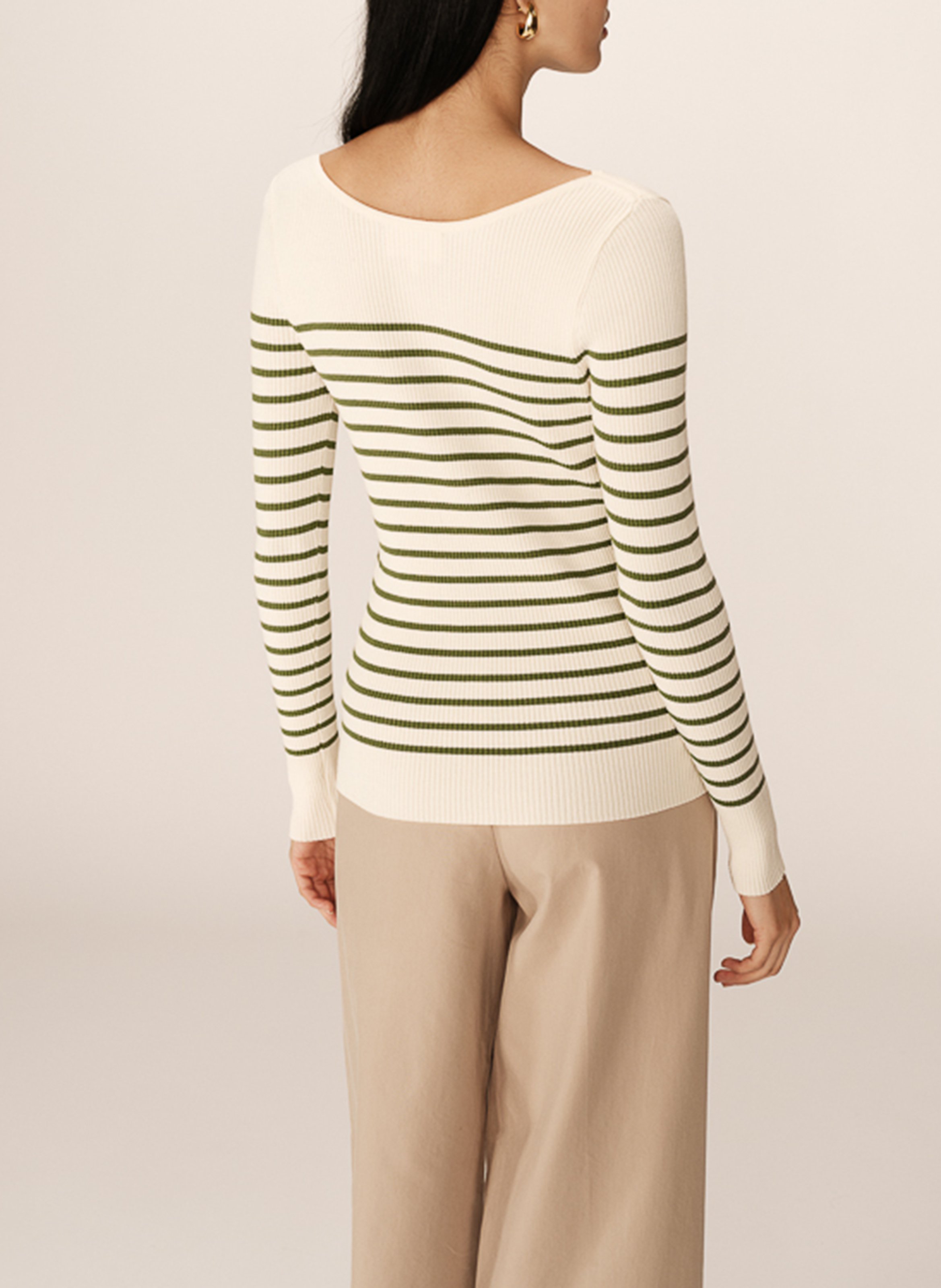 Straight striped knit sweater GRACE ET MILA Green