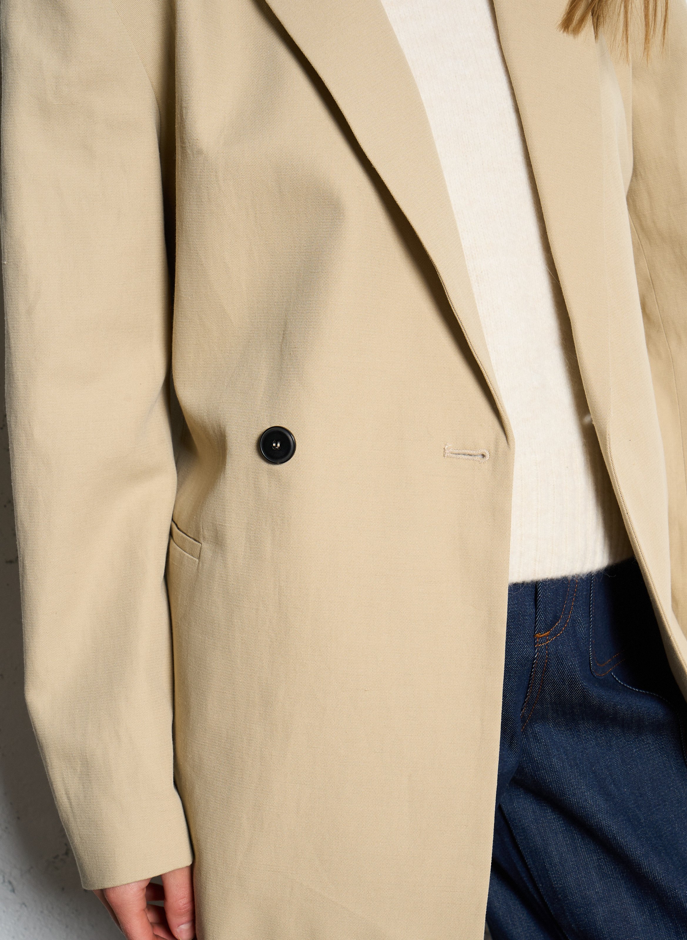 Rechte blazer | katoenblend POMANDERE Beige
