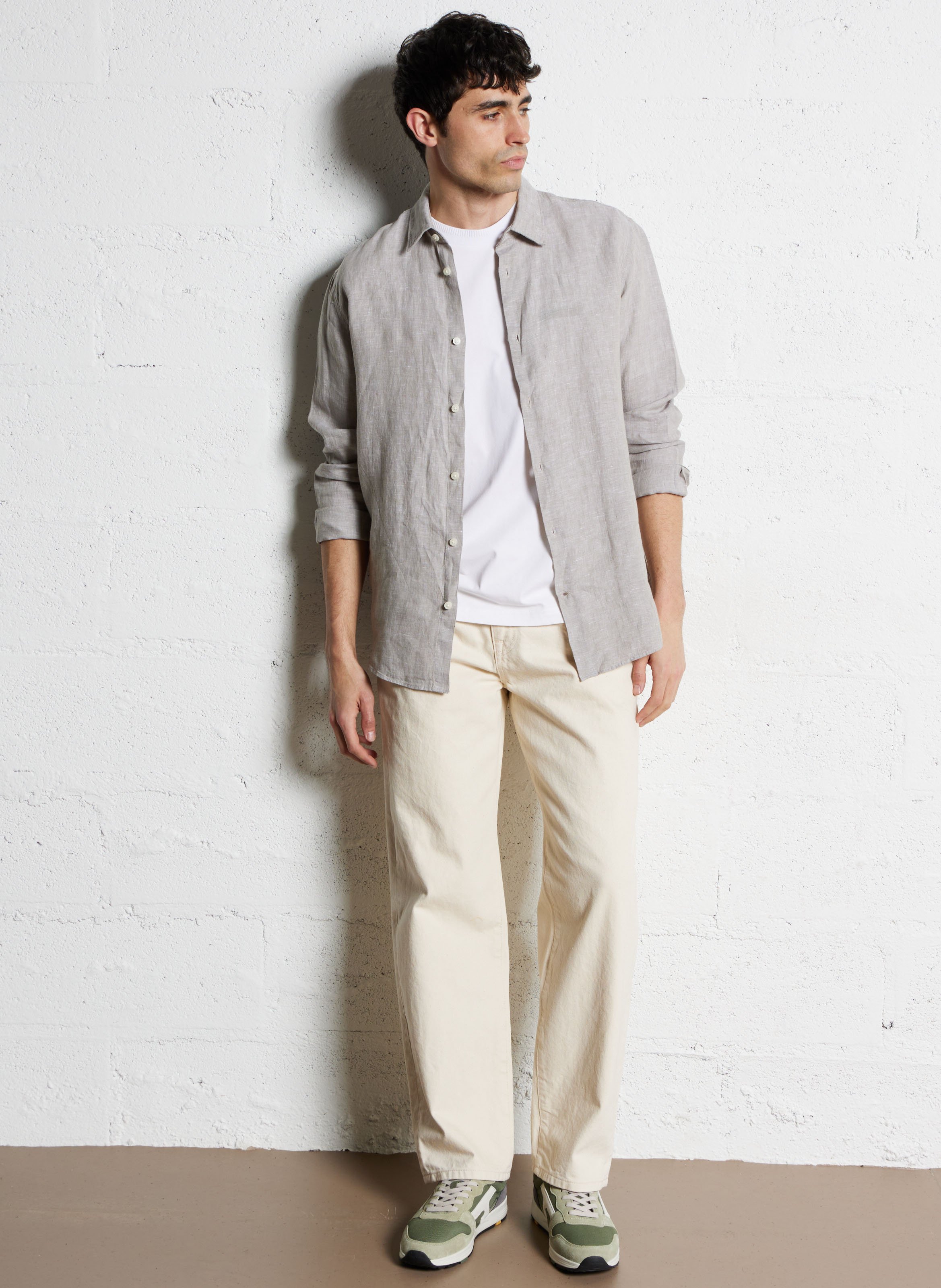 Wide-leg jeans with Italian pockets SELECTED Beige
