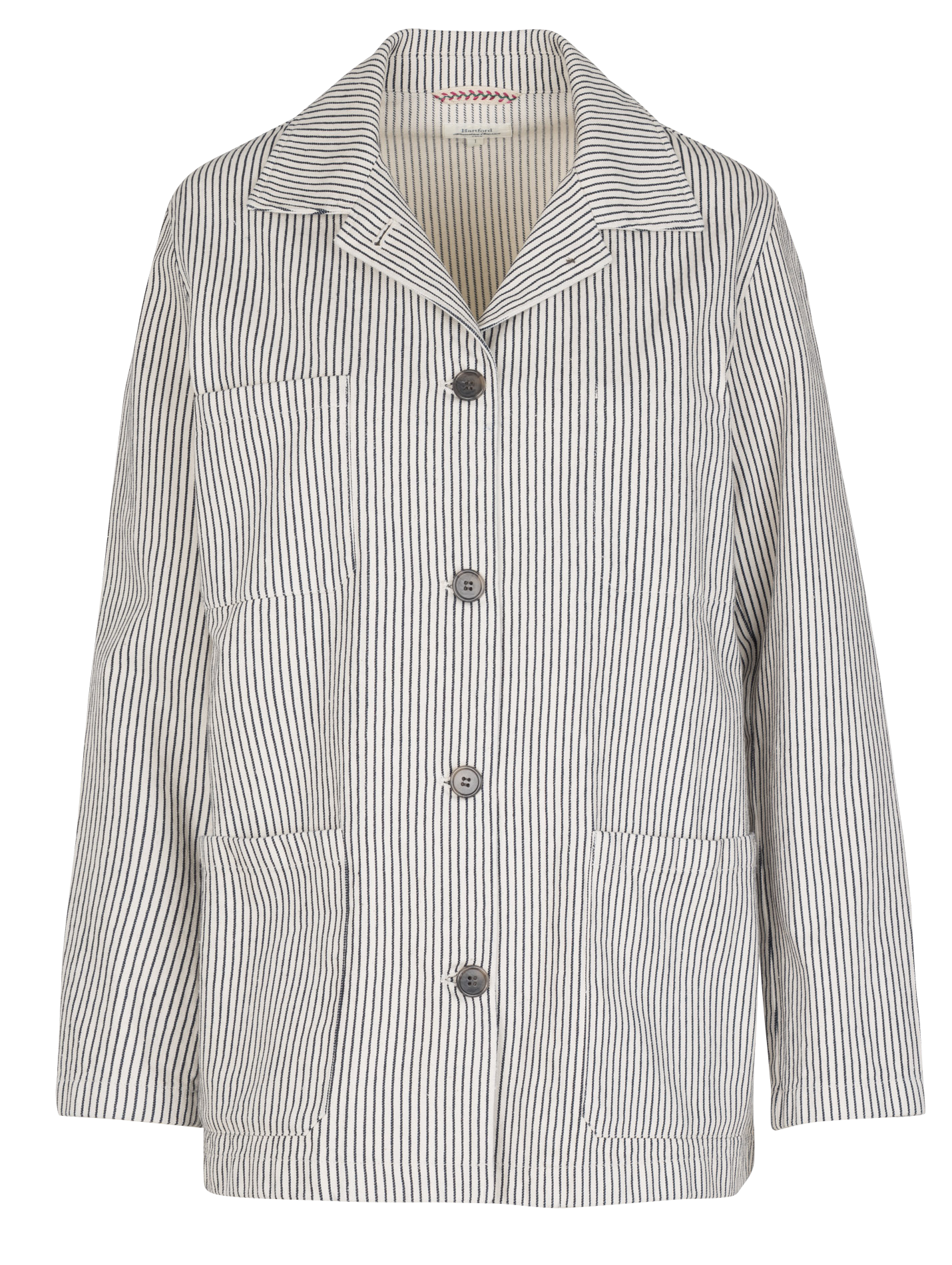 Veste col classique rayée en coton mélangé HARTFORD Beige