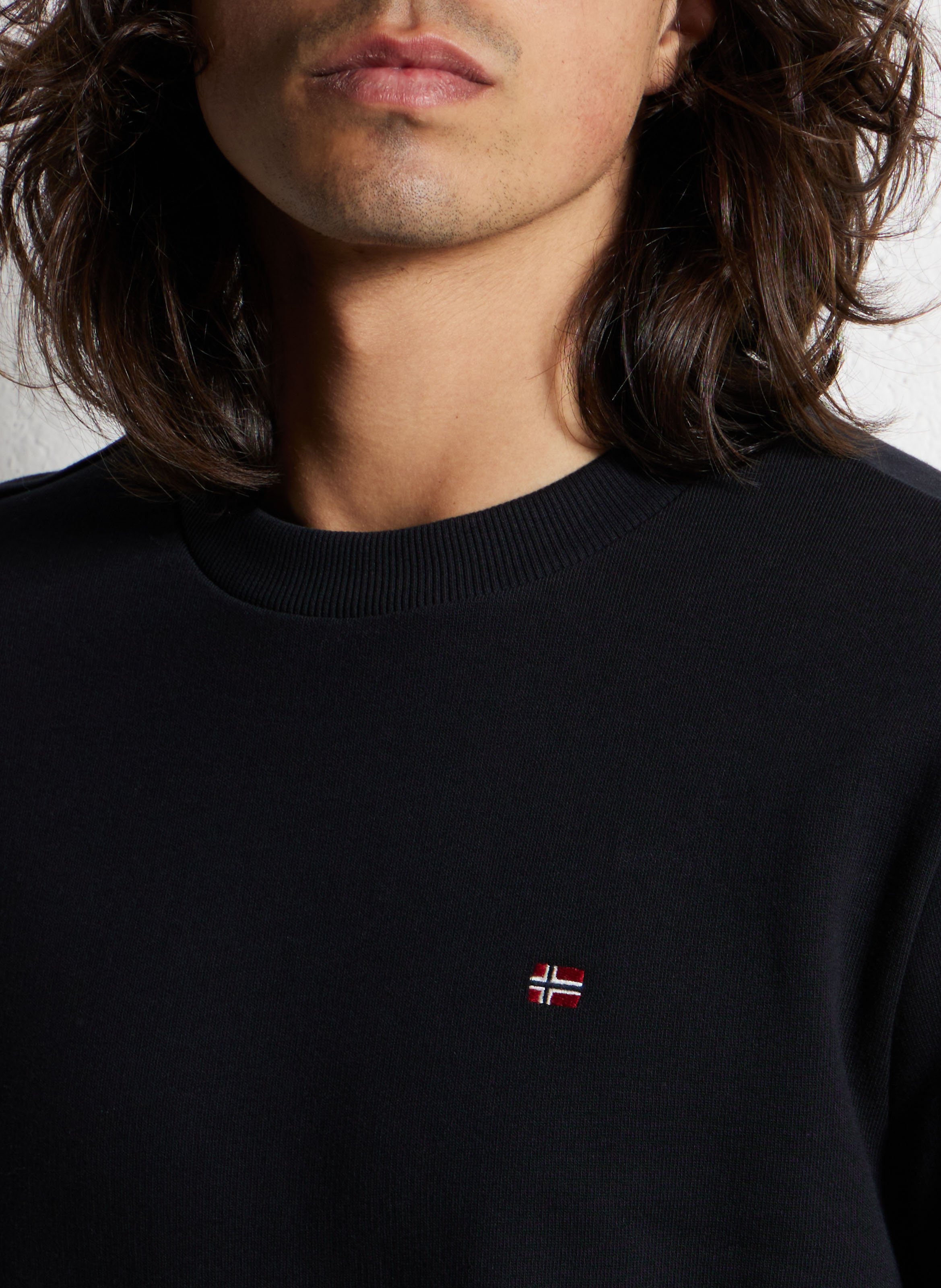 Sweat droit col rond en coton NAPAPIJRI Noir