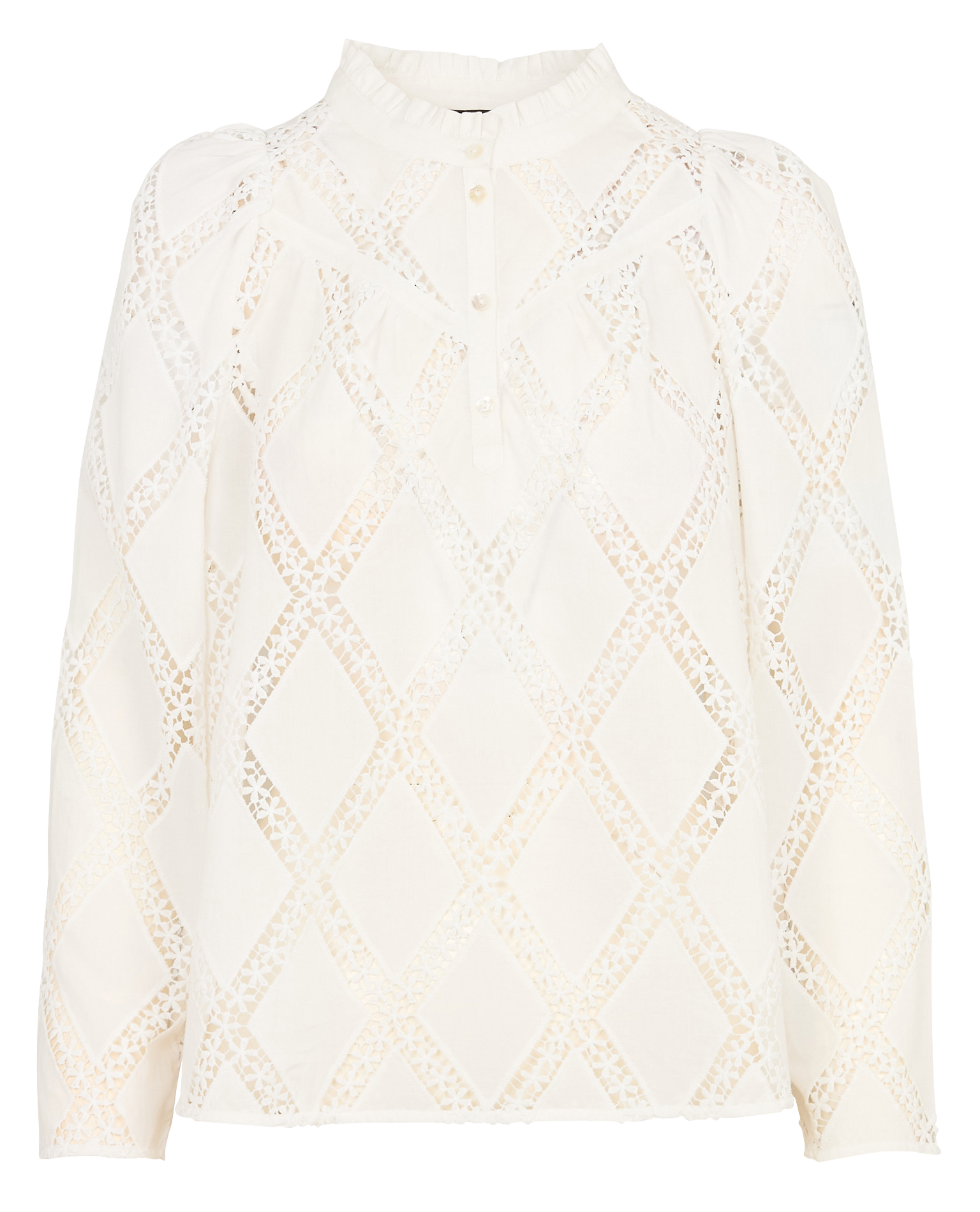 Kanten top met lange mouw ONE STEP Wit