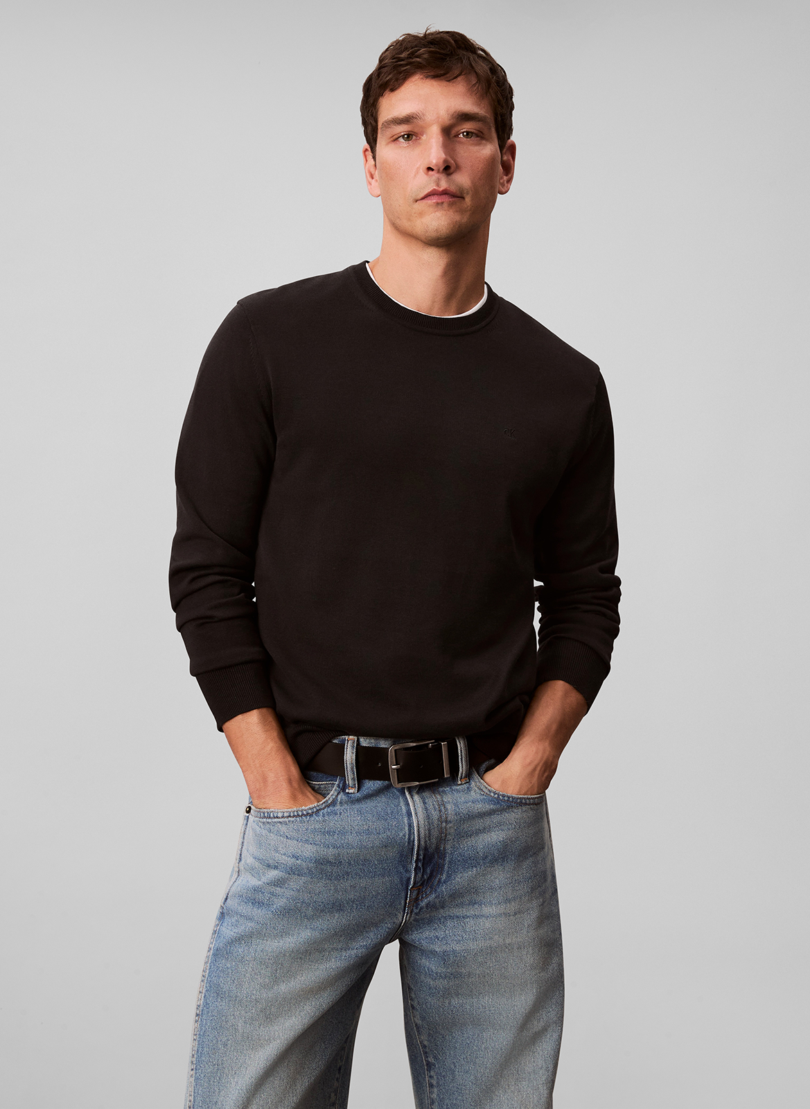 Sweat droit col rond en coton CALVIN KLEIN