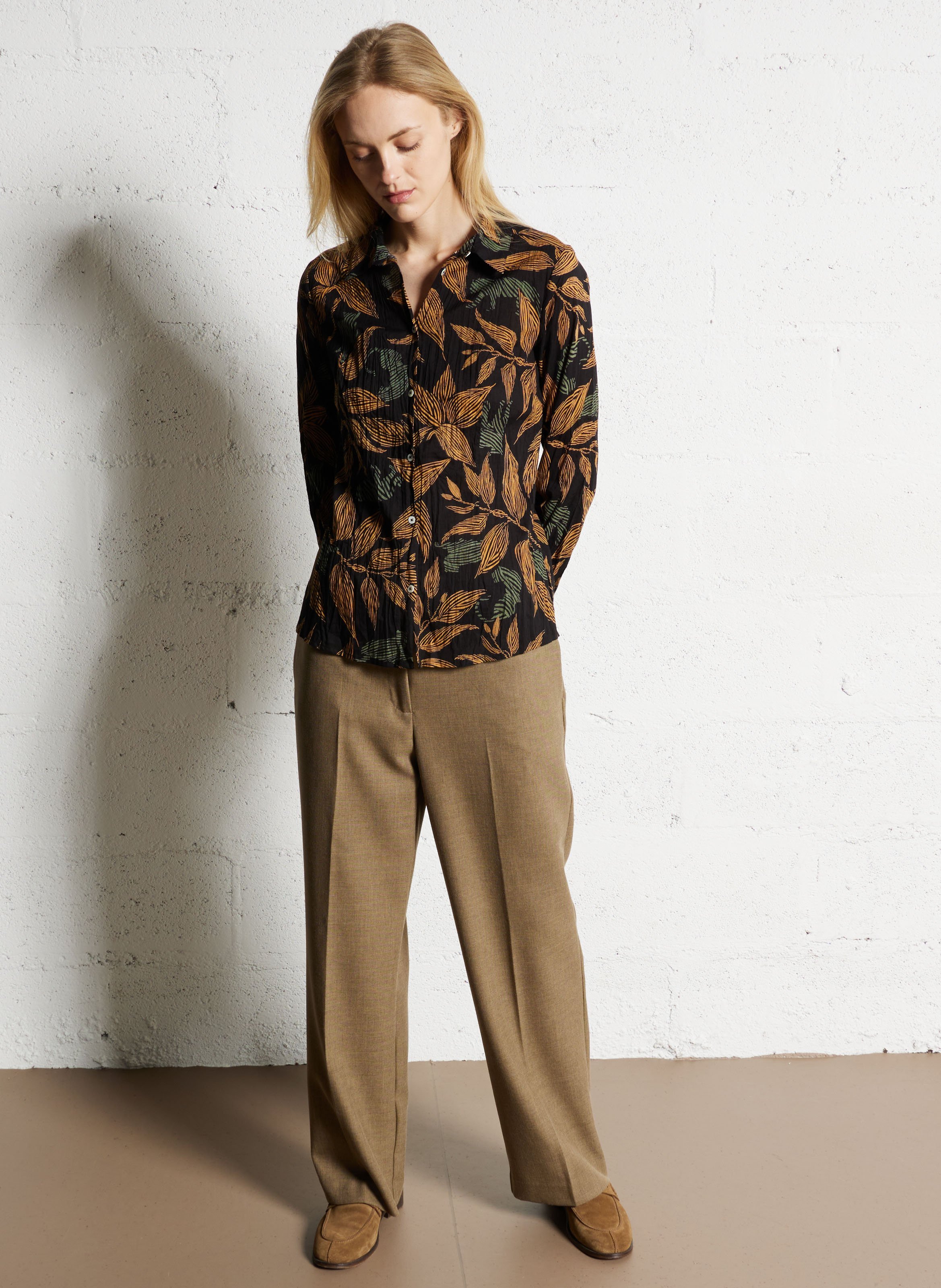 Chemise droite en coton imprimé NICE THINGS Noir